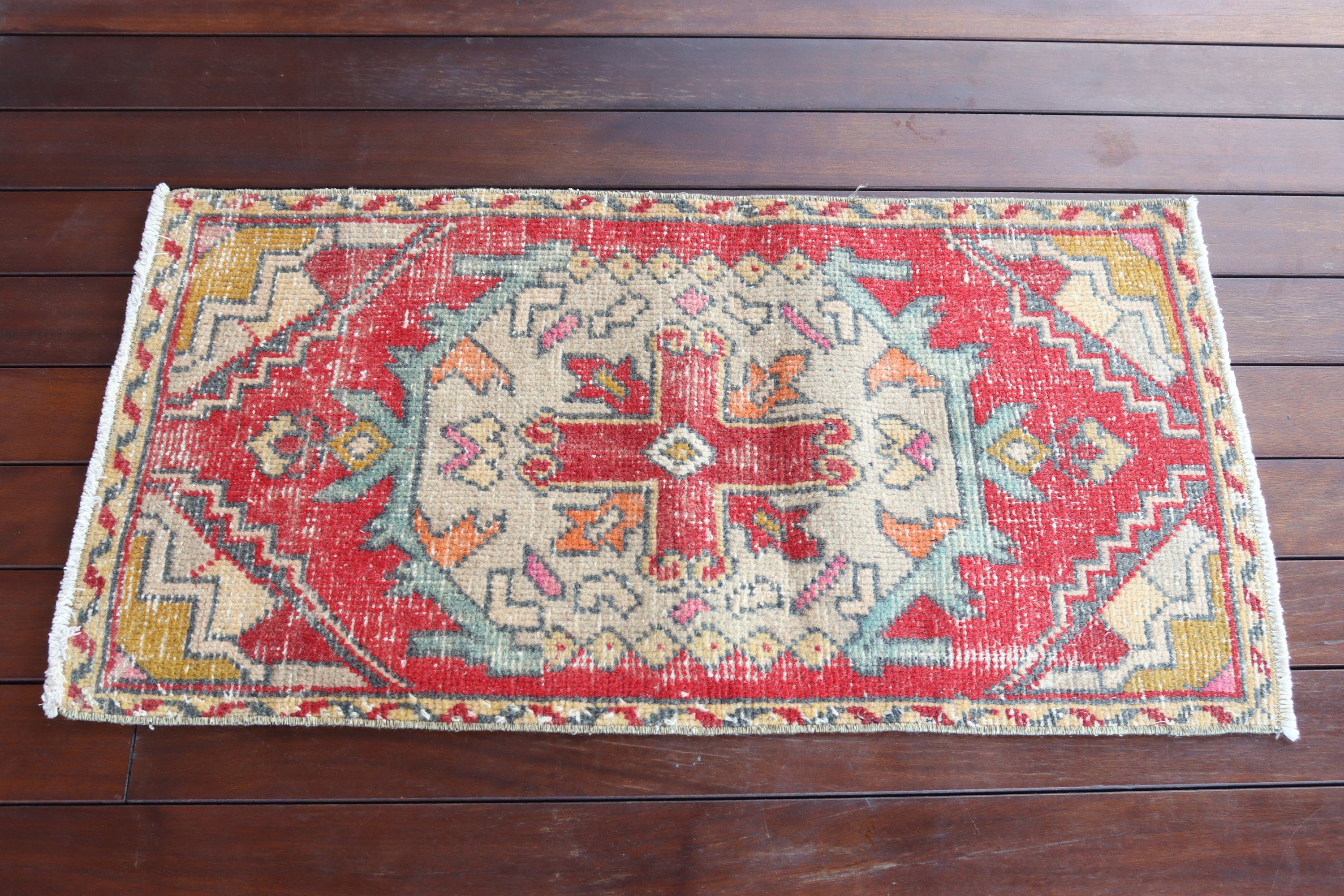 Turkish Rugs, Vintage Rug, Red Home Decor Rug, Bedroom Rug, 1.6x3.1 ft Small Rug, Floor Rug, Nursery Rugs, Geometric Rug, Ethnic Rug