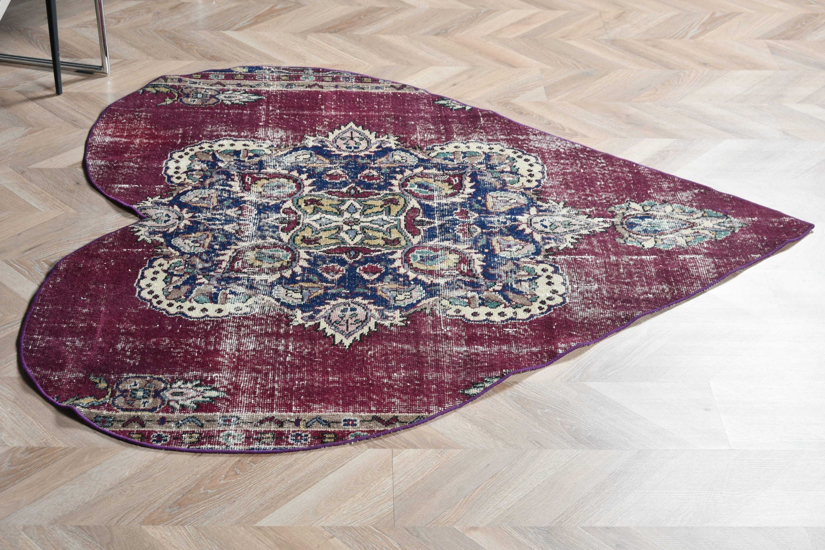 Purple Cool Rug, Wool Rugs, Rugs for Indoor, Turkish Rugs, Indoor Rug, Vintage Rug, 5x5.1 ft Area Rug, Pale Rug, Floor Rug, Antique Rug