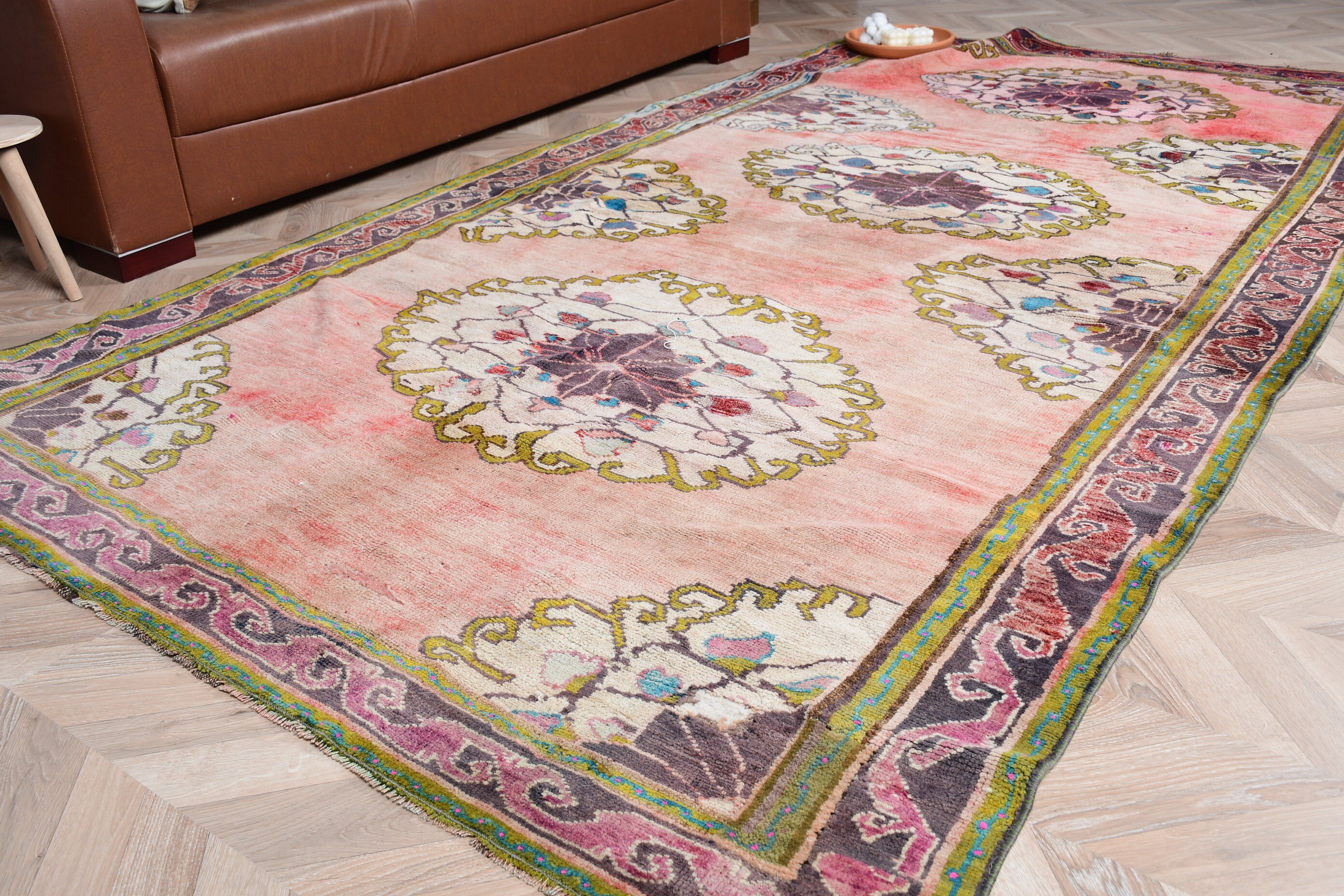 Living Room Rugs, Cute Rug, 5.3x9.9 ft Large Rug, Kitchen Rug, Turkish Rug, Vintage Rug, Pink Oriental Rugs, Dining Room Rug