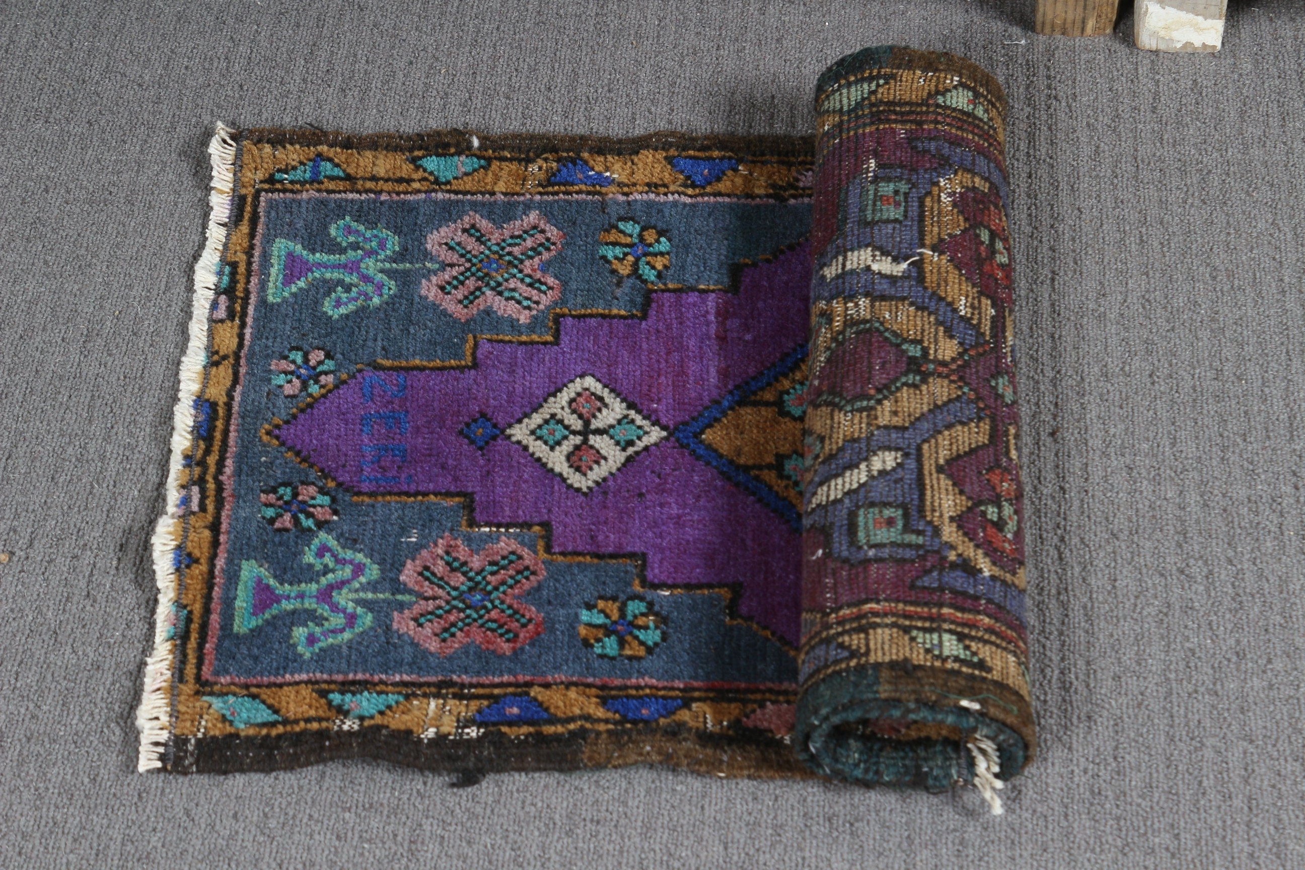 Anatolian Rugs, Rugs for Nursery, Bedroom Rug, Turkish Rugs, Purple Floor Rug, Vintage Rugs, Entry Rug, Door Mat Rug, 1.3x2.6 ft Small Rug