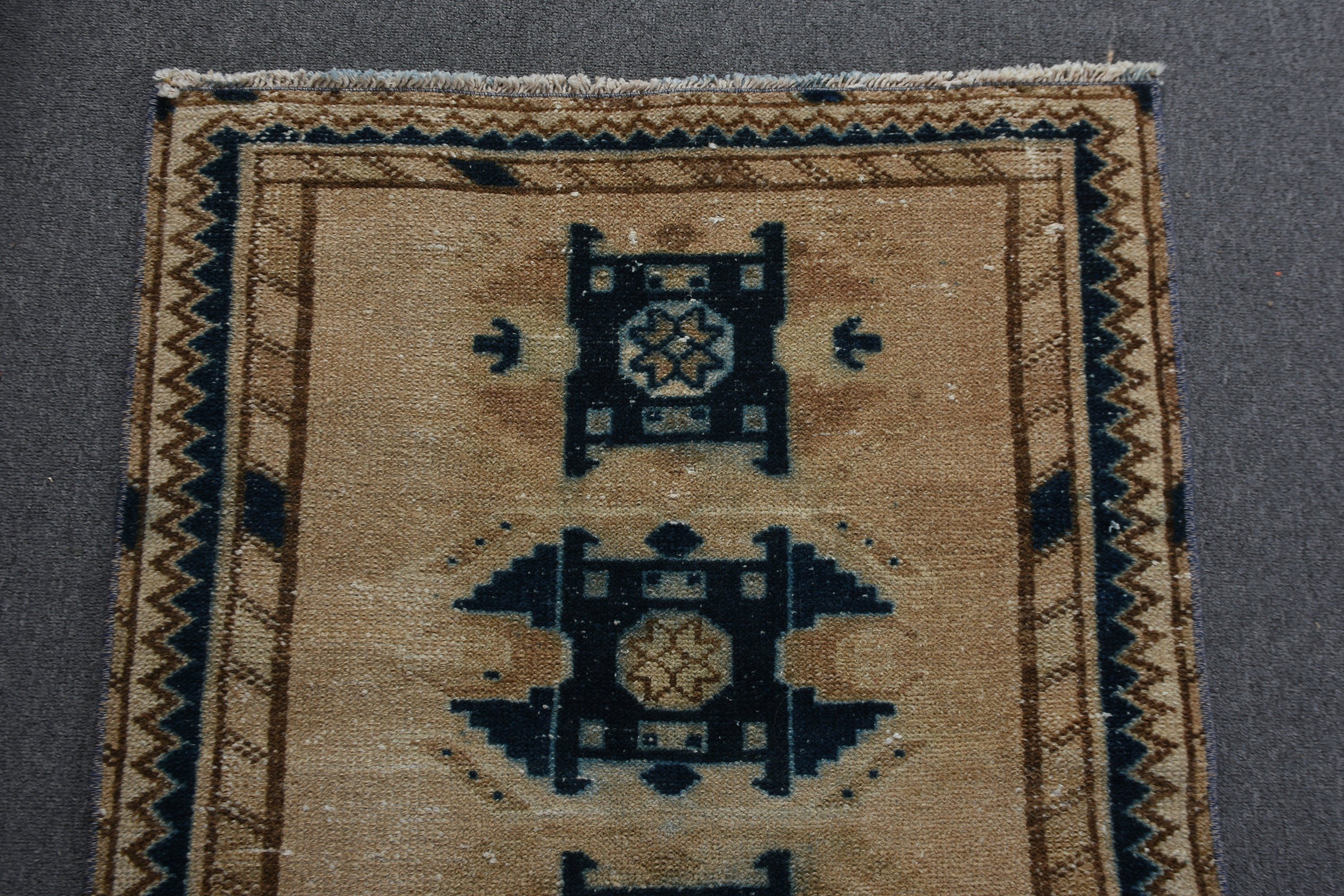 Brown  2.2x4 ft Small Rugs, Bath Rugs, Door Mat Rug, Turkish Rugs, Pale Rug, Vintage Rug, Kitchen Rug, Muted Rug, Antique Rugs