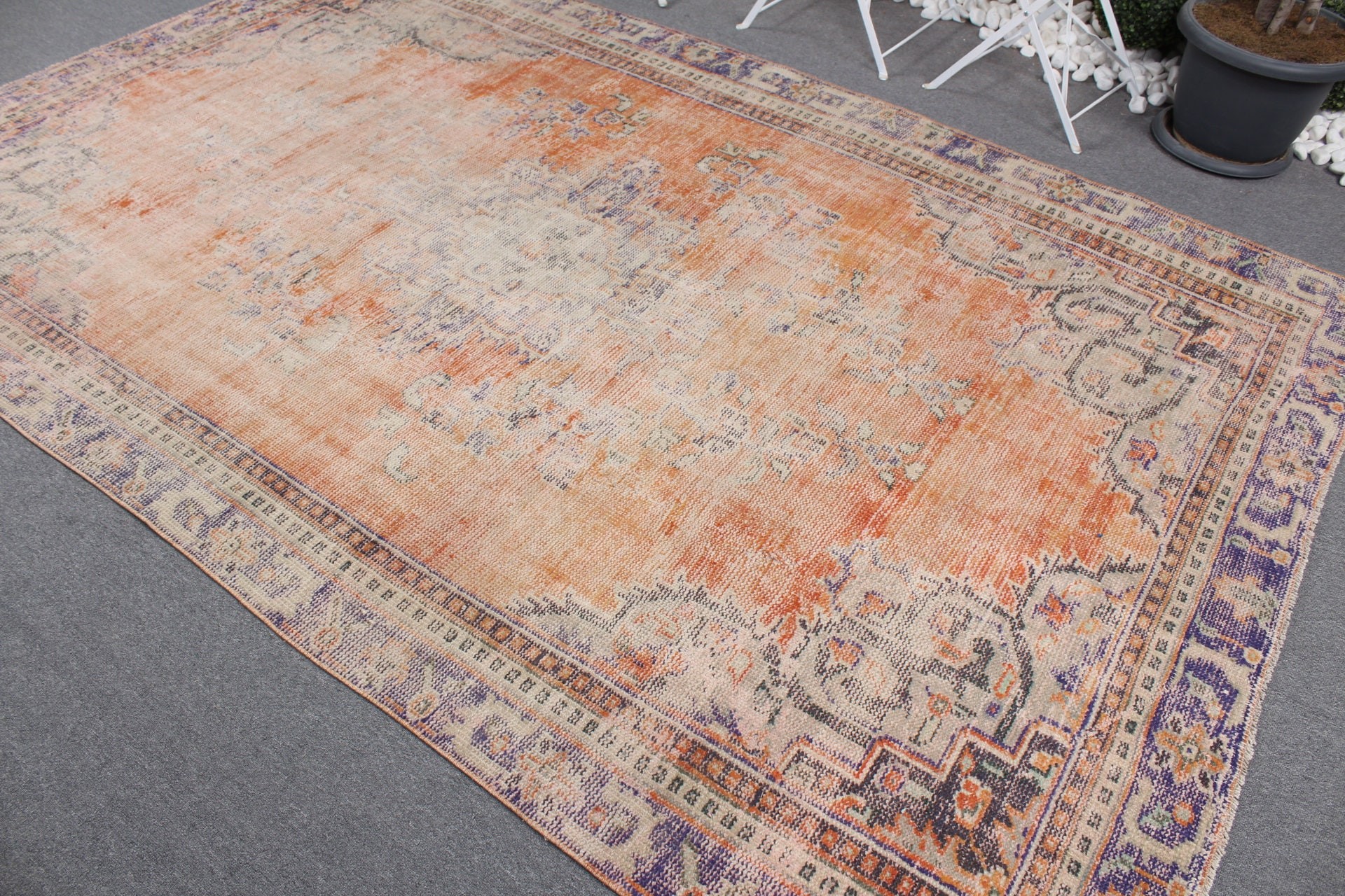 Living Room Rug, Cool Rugs, Anatolian Rug, 6.2x10.8 ft Large Rug, Dining Room Rug, Floor Rug, Turkish Rugs, Vintage Rug, Orange Antique Rug