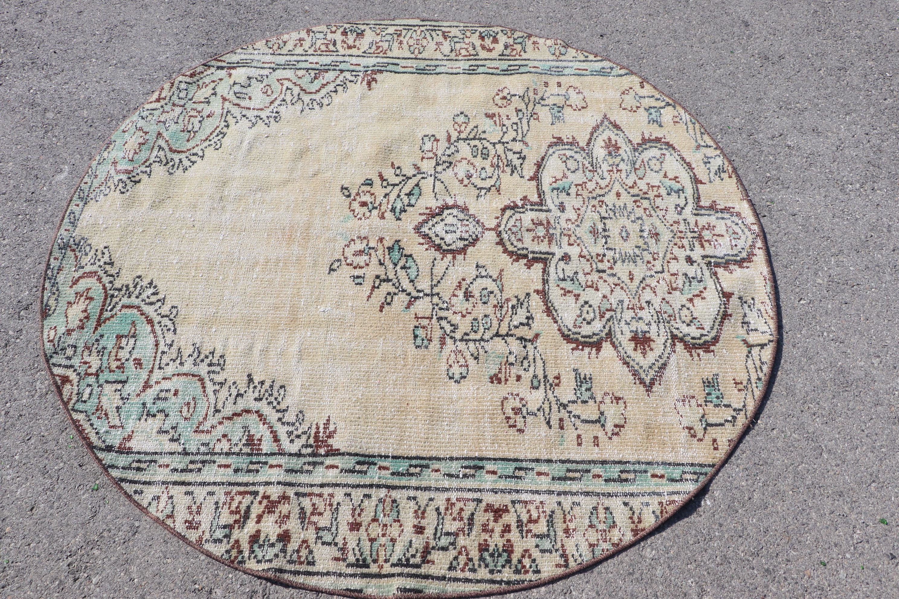 Cool Rug, Rugs for Floor, Beige Cool Rug, Vintage Decor Rug, Vintage Rugs, 5.2x5.2 ft Area Rugs, Kitchen Rugs, Turkish Rug