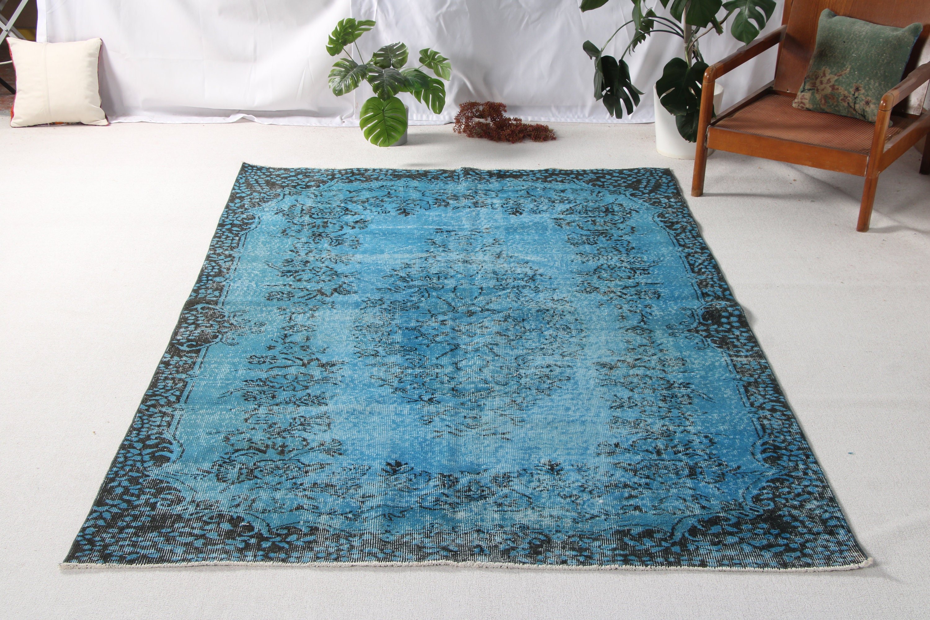 Vintage Rugs, Living Room Rugs, 5.8x8.9 ft Large Rug, Turkish Rug, Blue Moroccan Rugs, Antique Rug, Salon Rugs, Floor Rugs, Statement Rugs