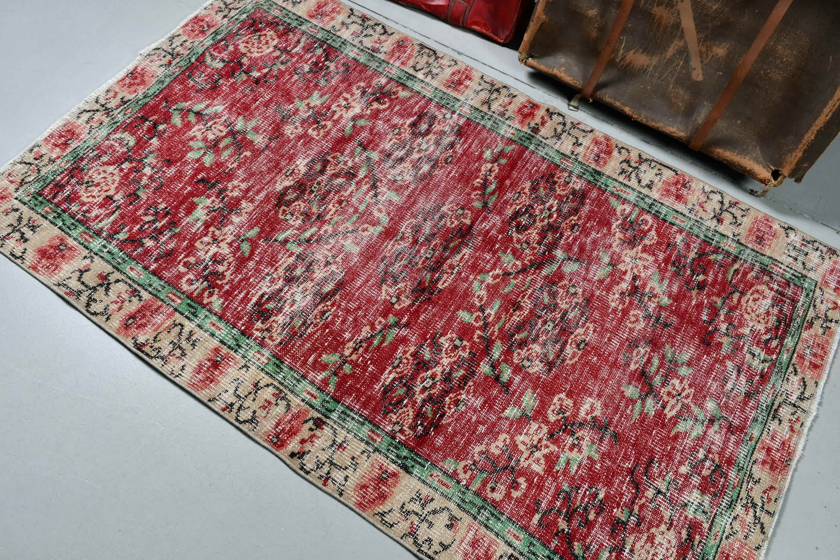 Cool Rug, Red Moroccan Rug, Rugs for Bedroom, Vintage Rug, Turkish Rug, Nursery Rug, 3.5x5.6 ft Accent Rug, Moroccan Rug, Bedroom Rug