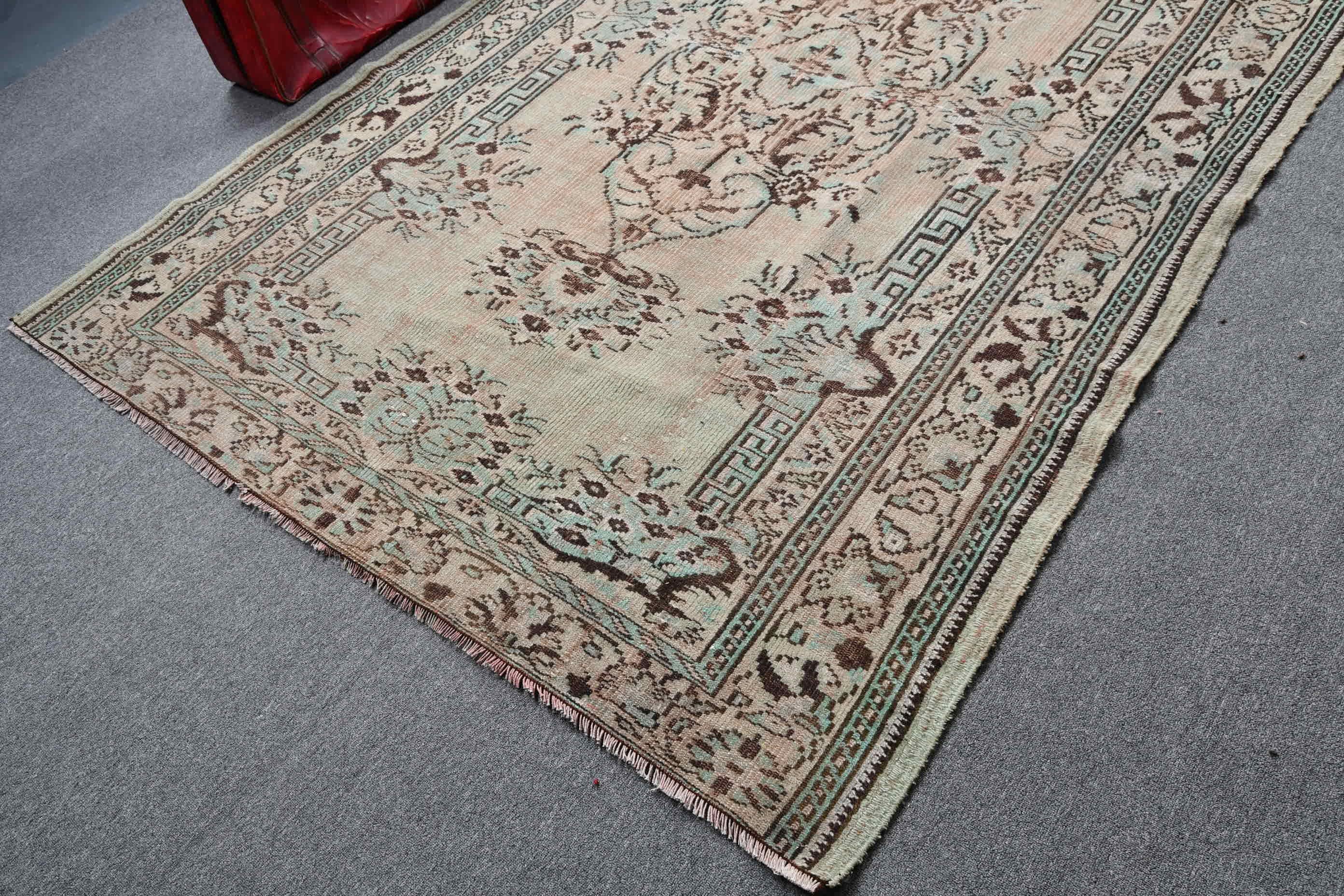 Green Floor Rugs, Living Room Rugs, Turkish Rug, Cute Rugs, Moroccan Rugs, Vintage Rug, Oriental Rug, 6x9.2 ft Large Rug, Dining Room Rugs