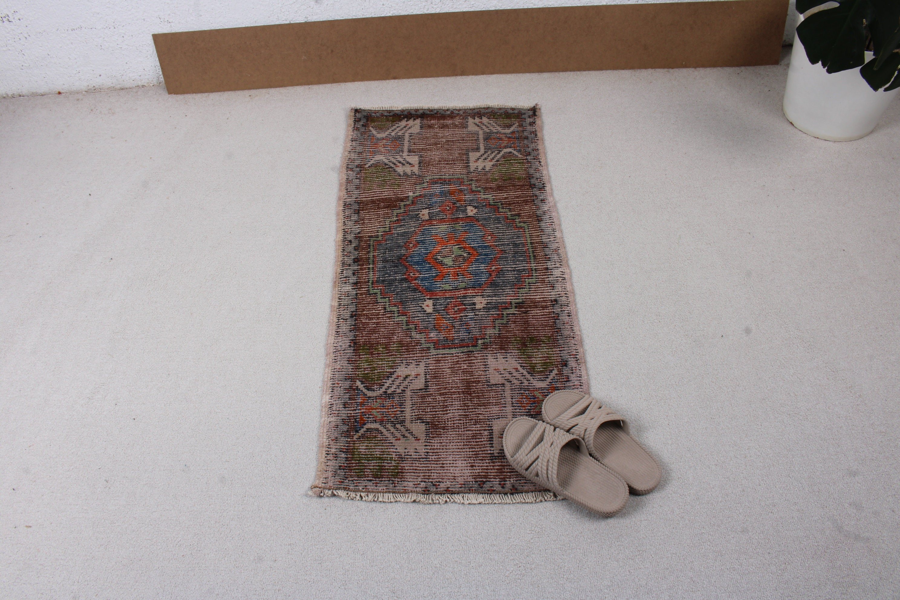 Wall Hanging Rug, Kitchen Rugs, Turkish Rug, Vintage Rug, Small Vintage Rugs, Boho Rug, Brown Cool Rug, 1.6x3.4 ft Small Rugs