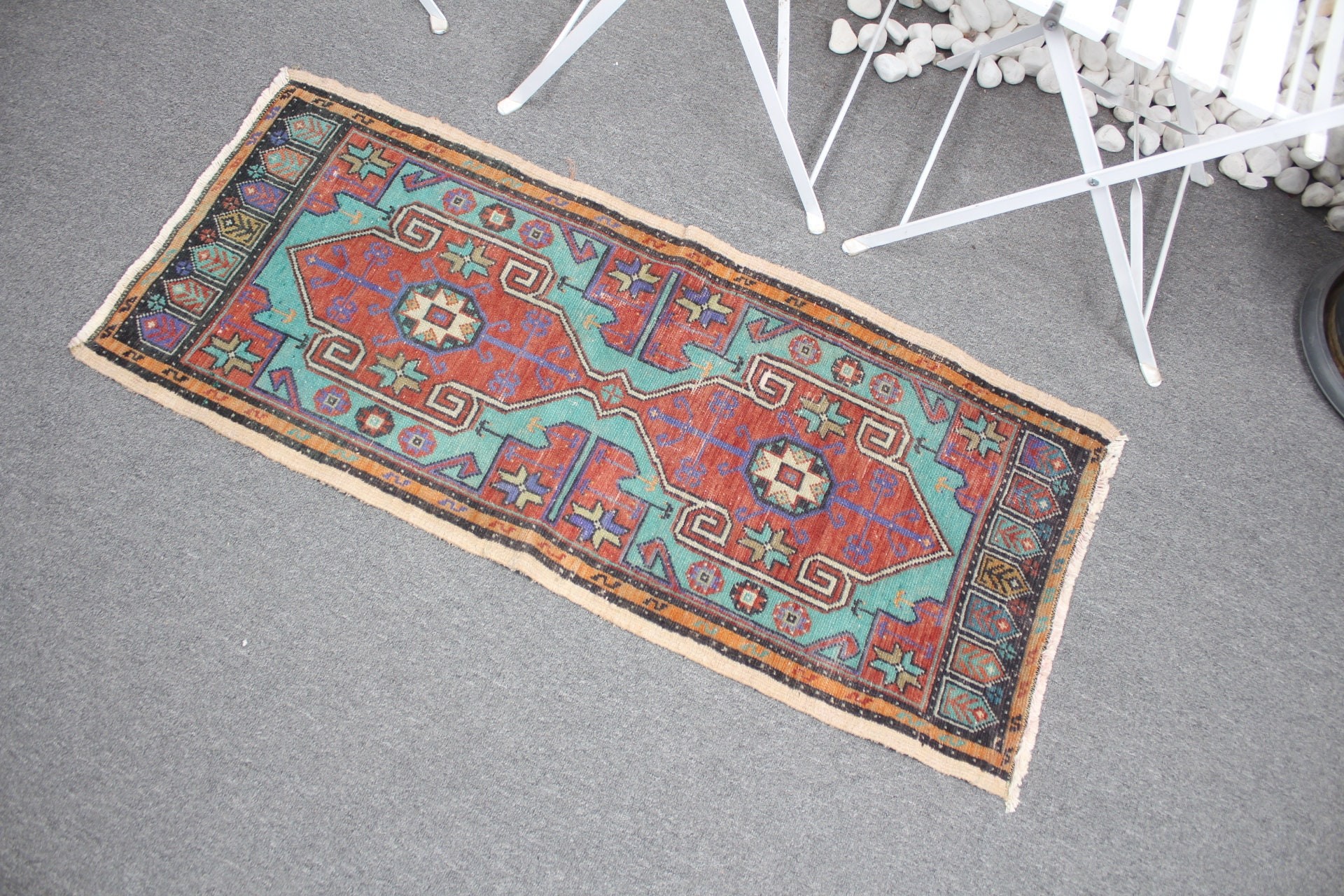 Turkish Rug, Red Antique Rug, Entry Rugs, Vintage Rugs, Floor Rug, 1.6x3.8 ft Small Rugs, Door Mat Rugs, Rugs for Door Mat, Antique Rug