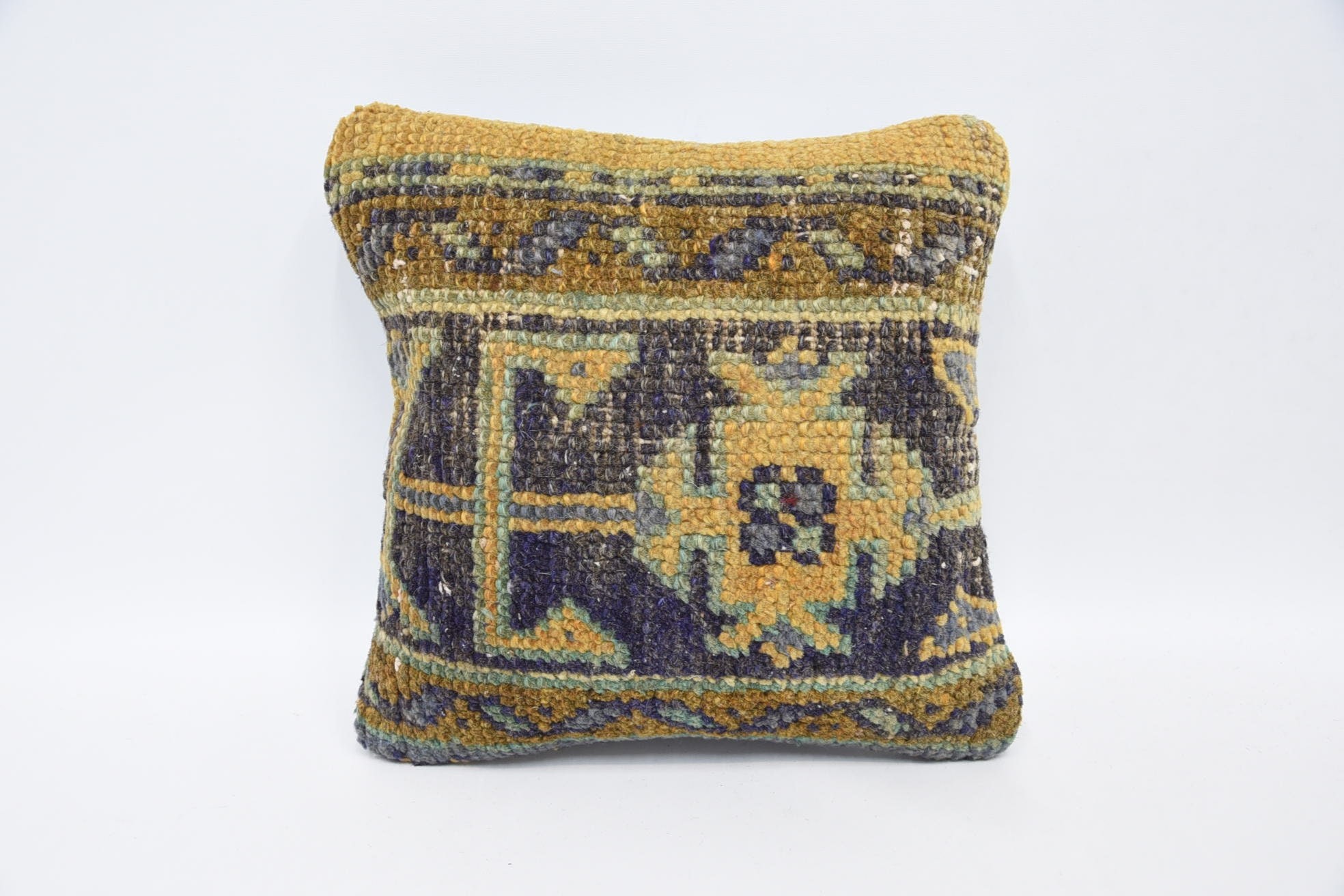 Customized Cushion Case, Turkish Pillow, Custom Cushion, 12"x12" Blue Pillow, Turkish Kilim Pillow, Throw Kilim Pillow