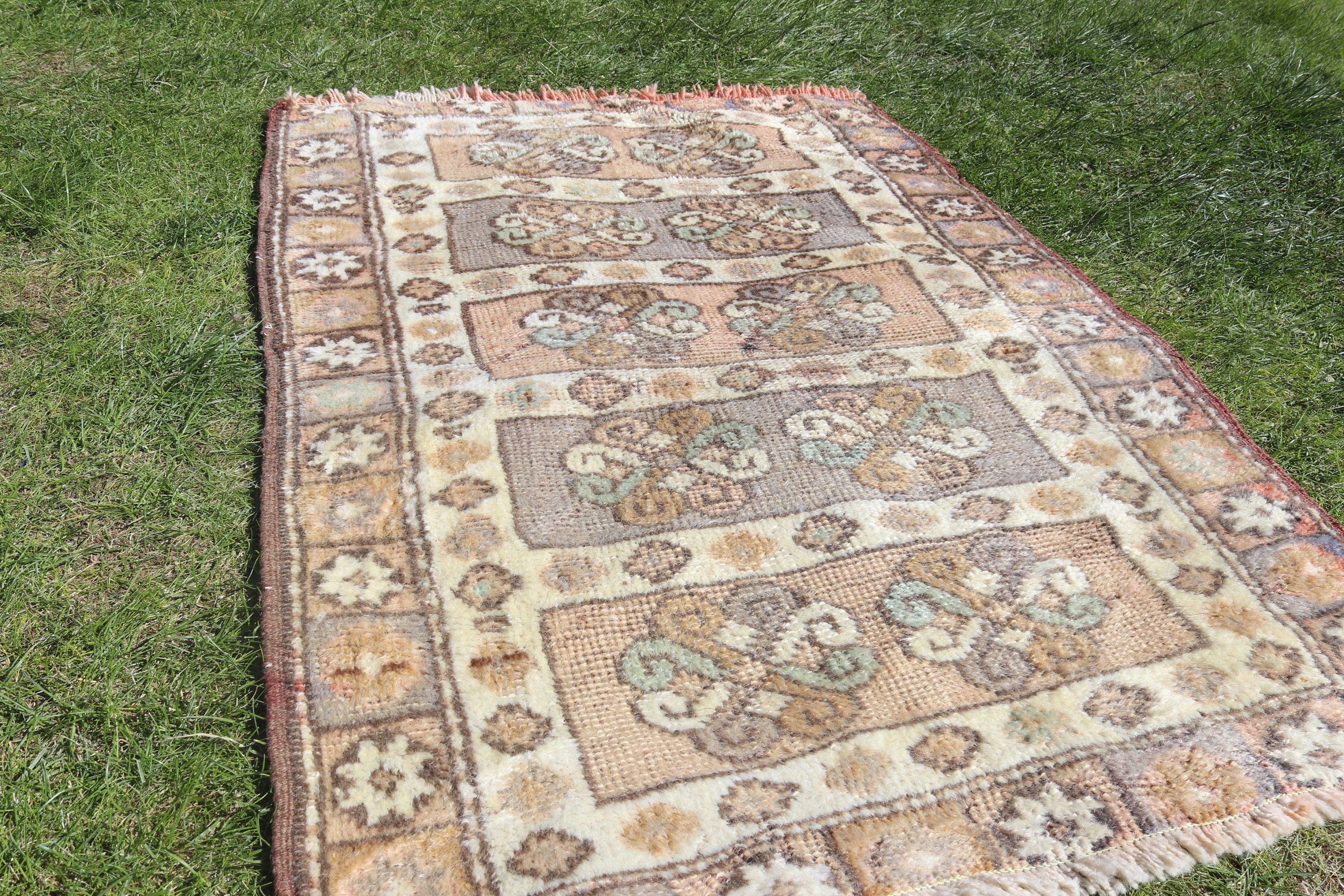 Turkish Rugs, Oriental Rugs, Small Boho Rug, Vintage Rugs, Brown  2.5x3.6 ft Small Rug, Wall Hanging Rugs, Luxury Rugs