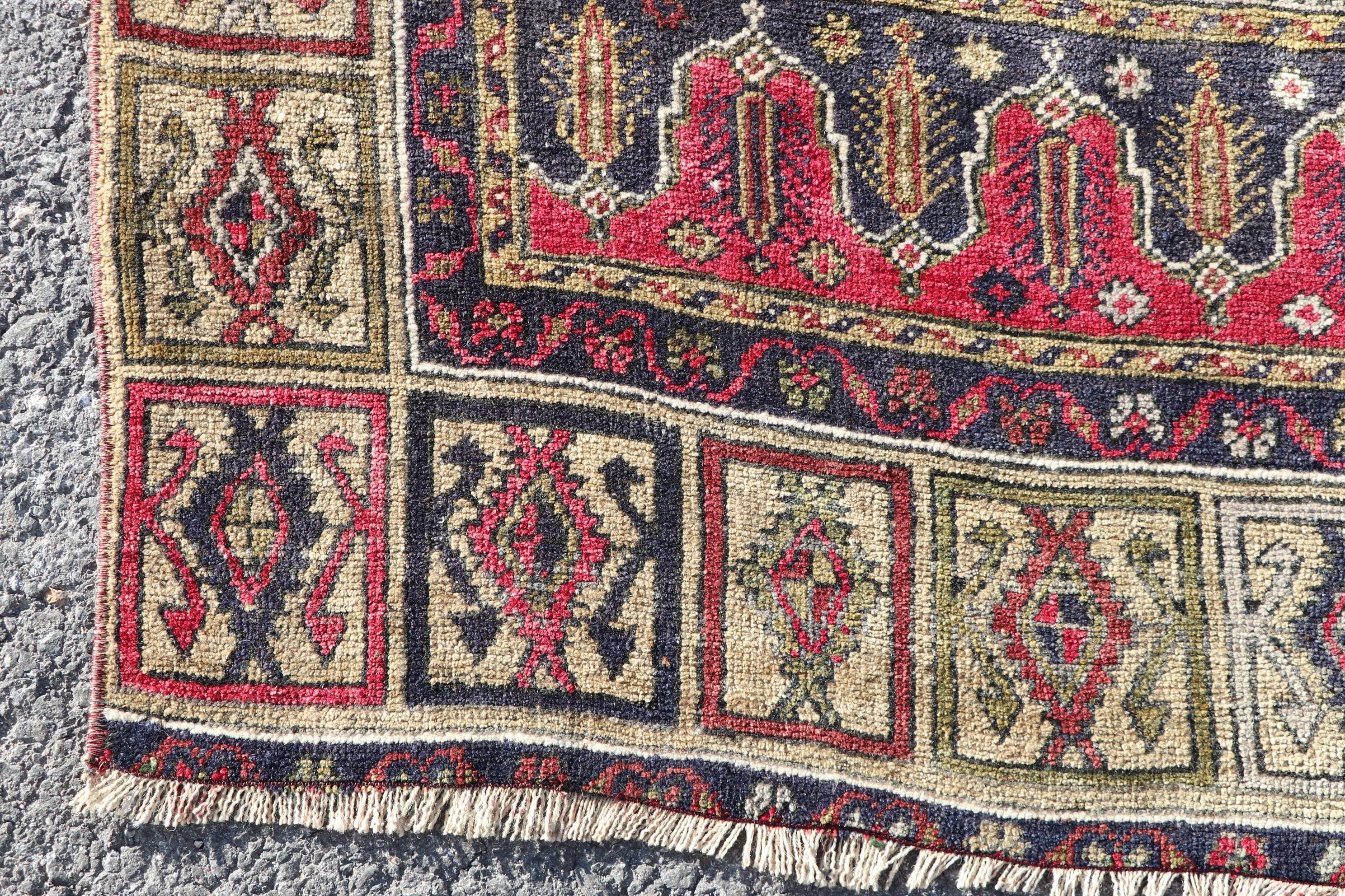 Oriental Rug, Vintage Rugs, Distressed Rug, Turkish Rug, Bedroom Rug, Rugs for Living Room, Red Cool Rug, 4.1x8.5 ft Area Rug, Kitchen Rug