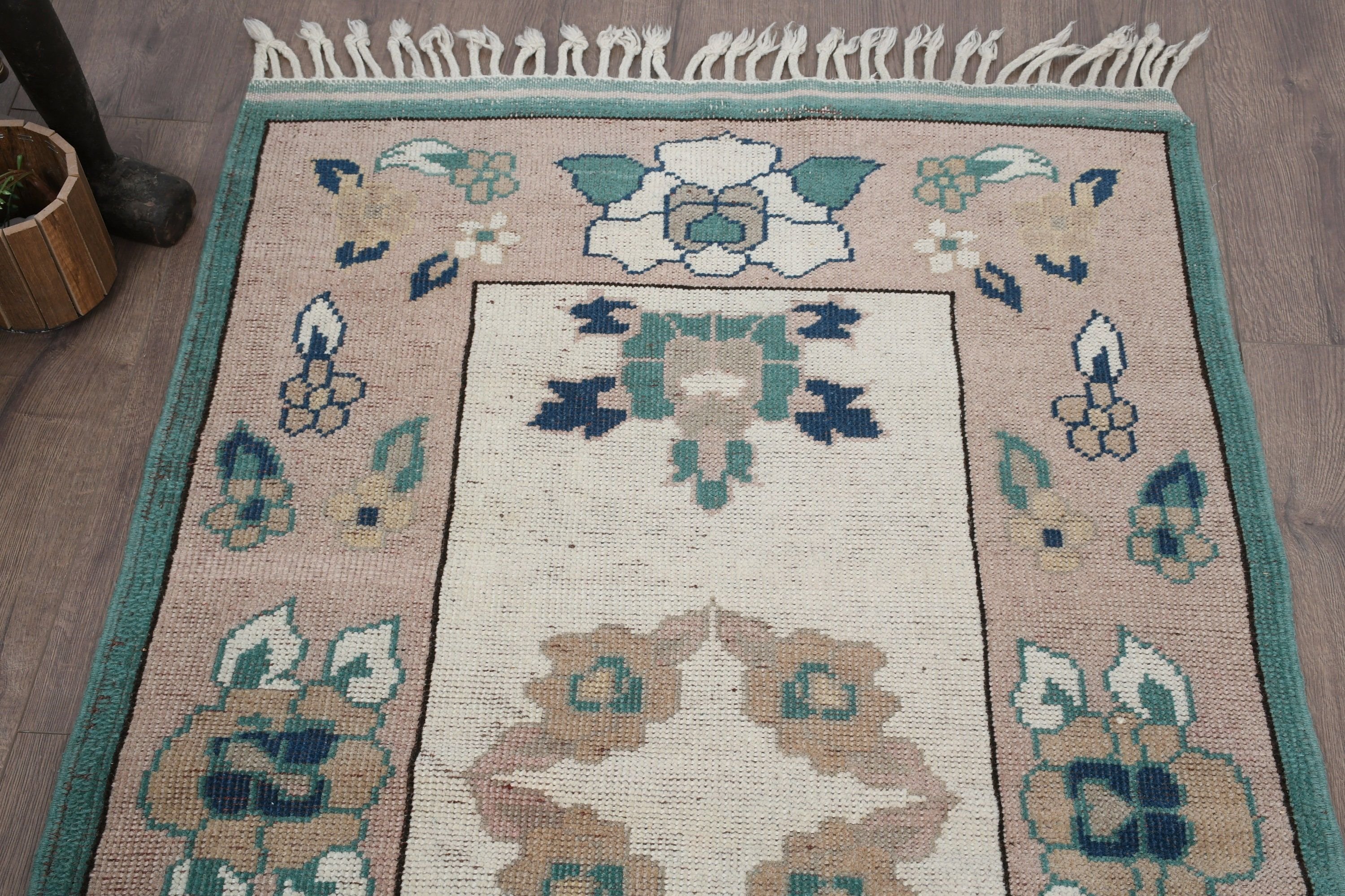 Vintage Rug, Nursery Rug, Green  3x4.9 ft Small Rug, Home Decor Rugs, Rugs for Bathroom, Turkish Rug, Bath Rugs