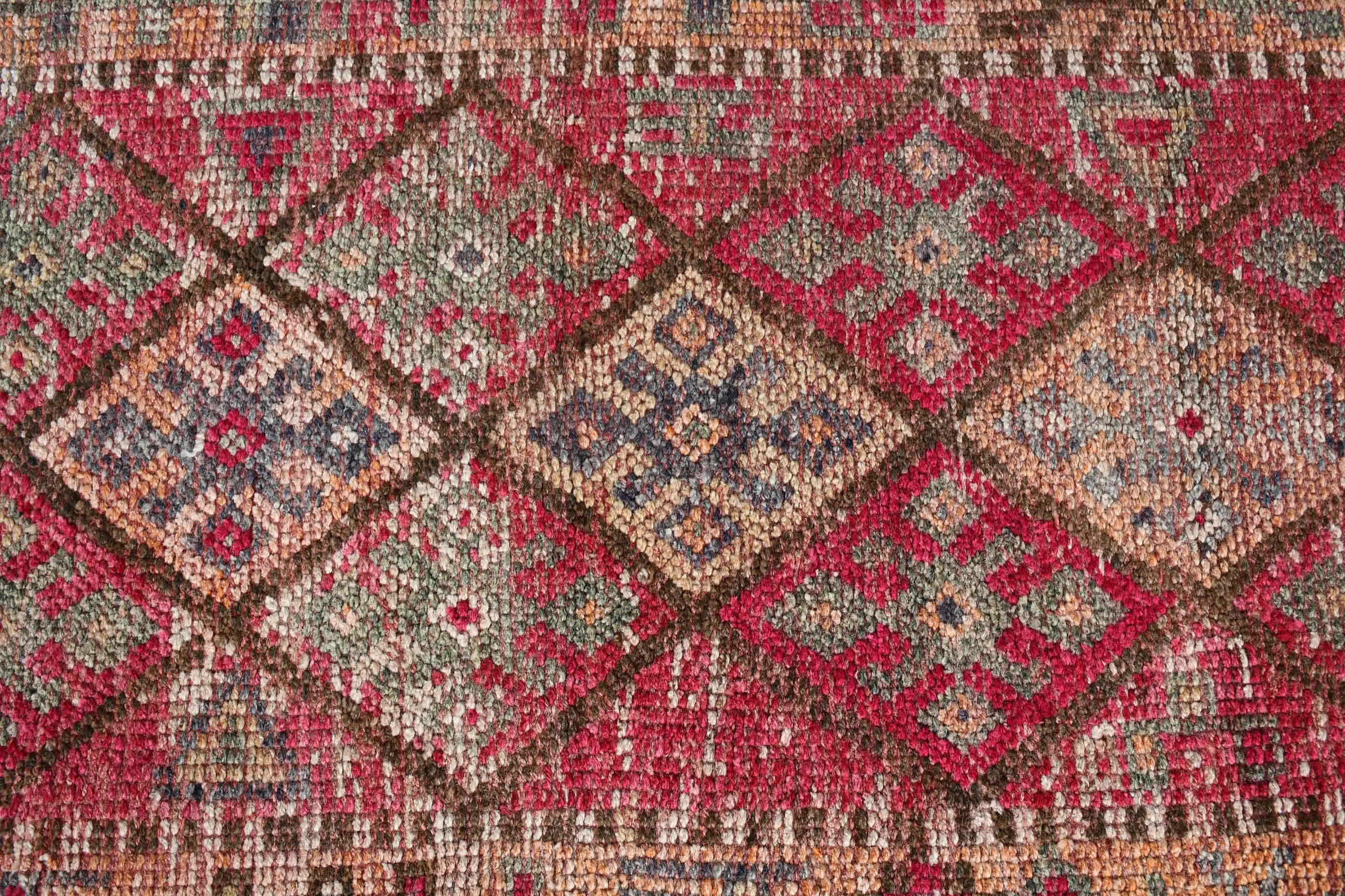 Vintage Rugs, Kitchen Rug, Pink Wool Rug, Oushak Rug, Rugs for Kitchen, Turkish Rug, Moroccan Rug, Stair Rugs, 2.4x11.9 ft Runner Rug