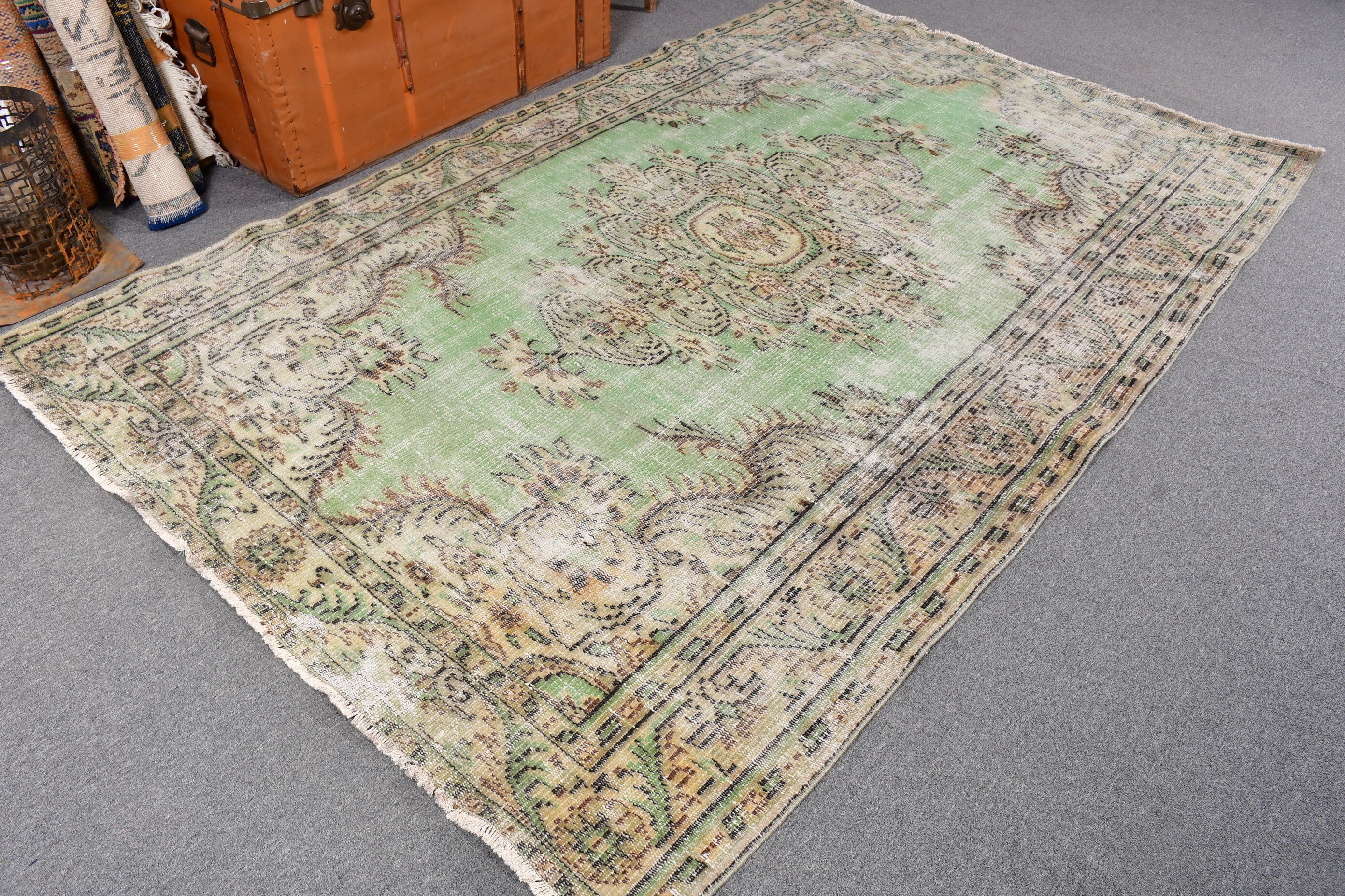 5.3x8 ft Large Rugs, Antique Rugs, Green Handwoven Rug, Large Boho Rugs, Turkish Rug, Floor Rugs, Large Vintage Rugs, Vintage Rugs