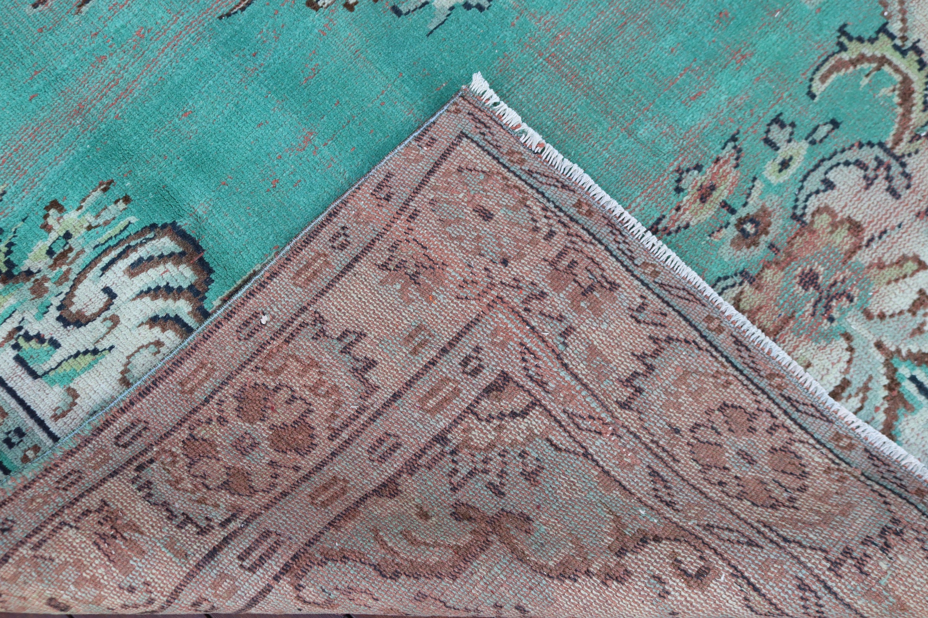 Vintage Halılar, 5.7x9.2 ft Büyük Halı, Büyük Boho Halı, Yeşil Yün Halı, Geometrik Halı, Ev Dekor Halısı, Türk Halıları, Oturma Odası Halıları