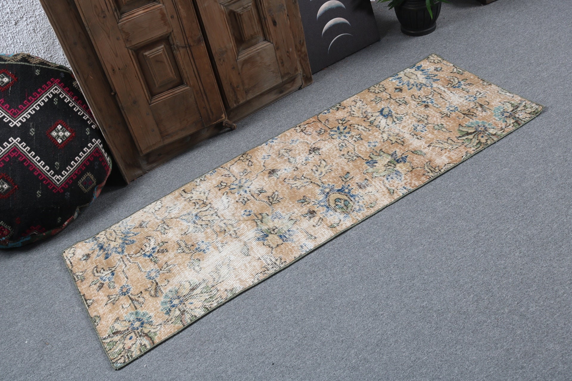 Turuncu Nötr Halı, Beni Ourain Runner Halı, 1.9x5.4 ft Runner Halıları, Mutfak Halısı, Vintage Halılar, Türk Halıları, Koridor Halısı, Boho Halıları