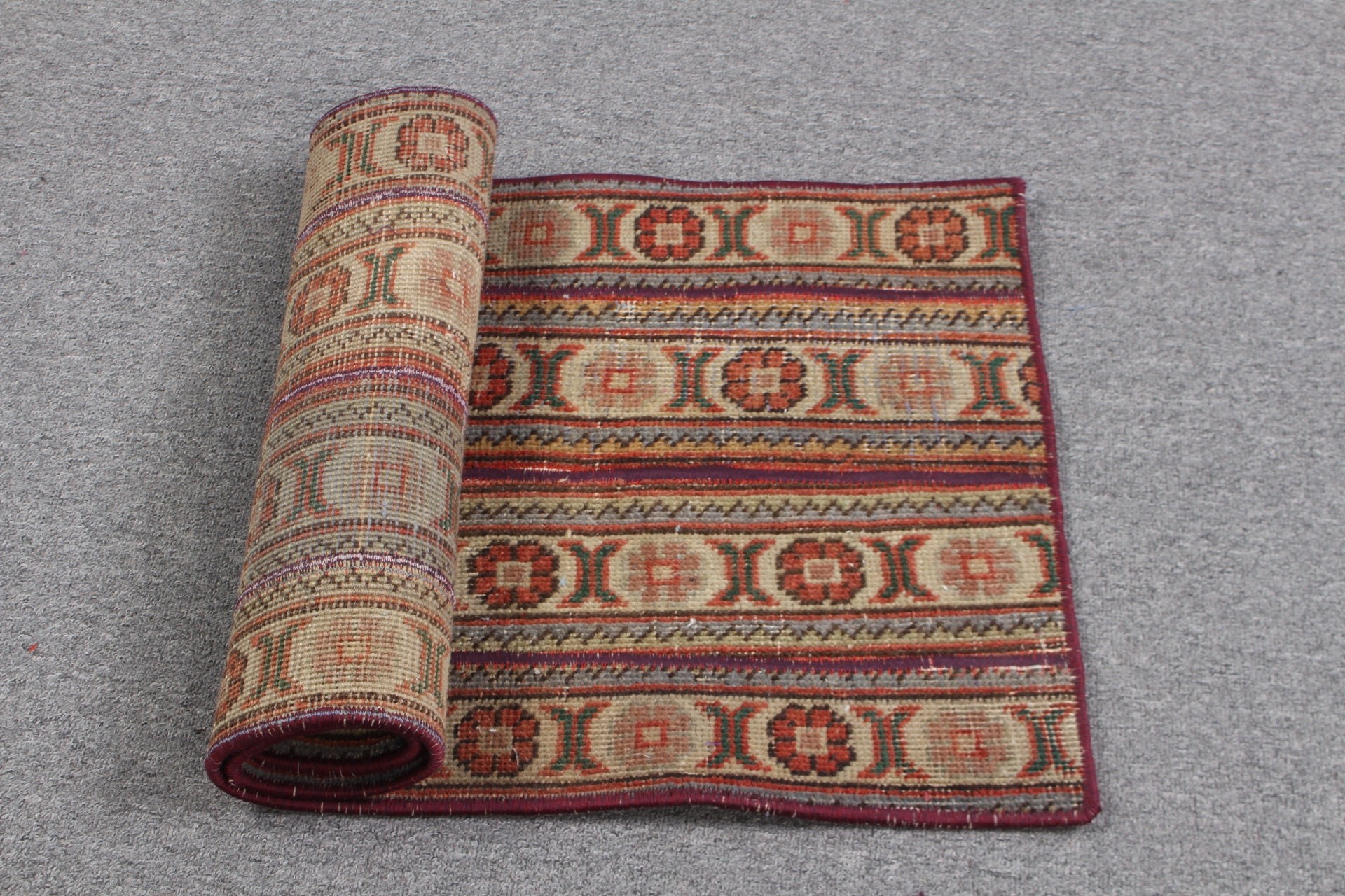 Doğal Halı, Turuncu Yer Halısı, Ev Dekorasyonu Halıları, Oryantal Halı, Vintage Halı, Mutfak Halıları, 1,5x3,1 ft Küçük Halı, Yatak Odası Halısı, Türk Halısı