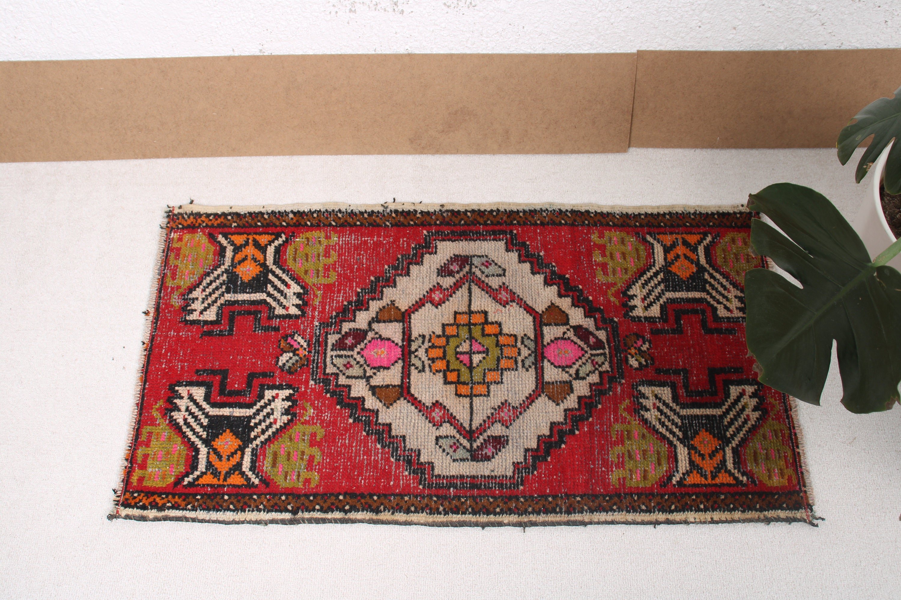 Turkish Rugs, Red Home Decor Rugs, Small Area Rug, Kitchen Rugs, Aztec Rug, 1.7x3 ft Small Rug, Wall Hanging Rug, Vintage Rug, Oriental Rug