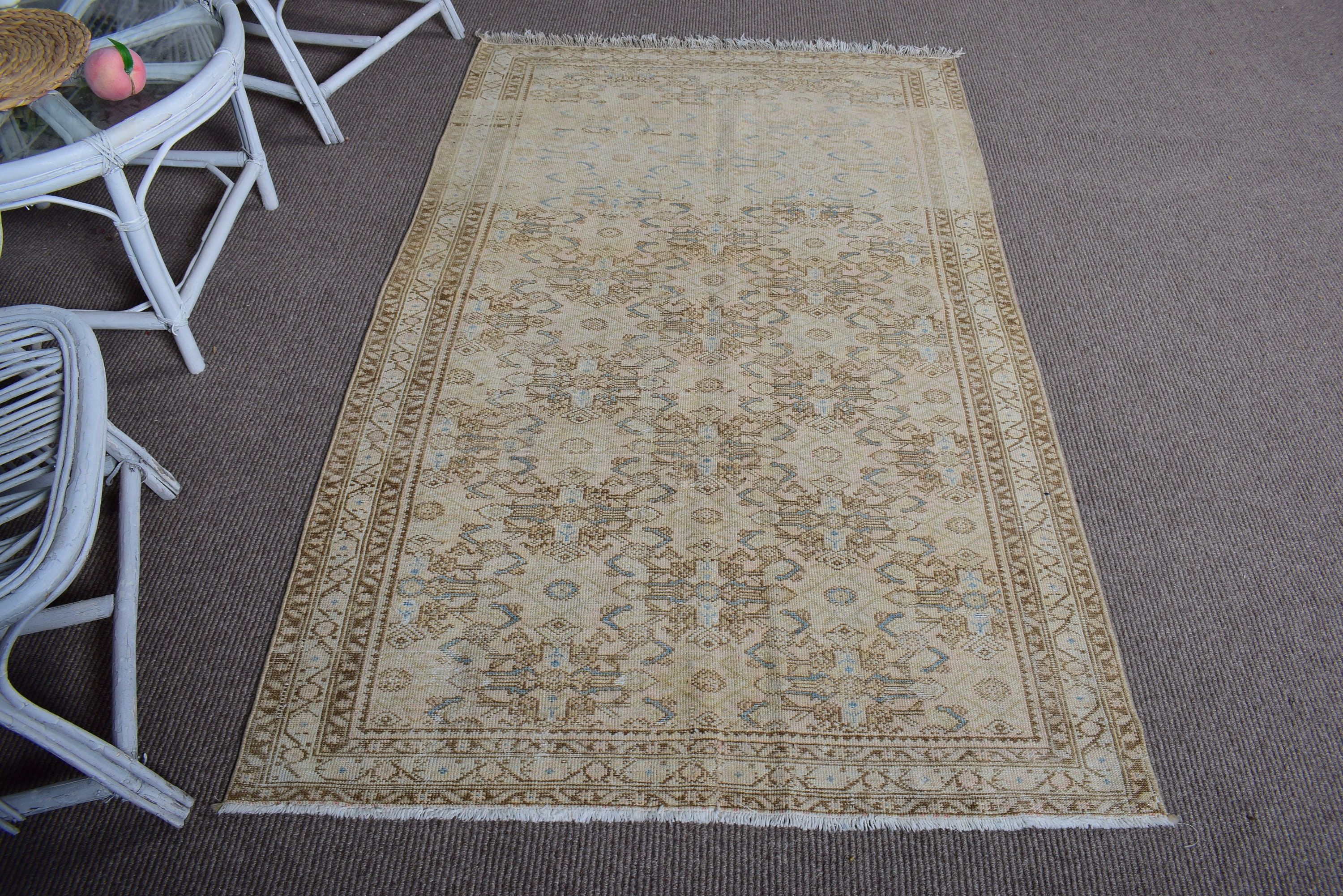 Bedroom Rug, Oushak Rugs, Boho Accent Rug, Turkish Rug, 3.7x6.3 ft Accent Rug, Vintage Rugs, Modern Rugs, Brown Cool Rugs, Exotic Rug