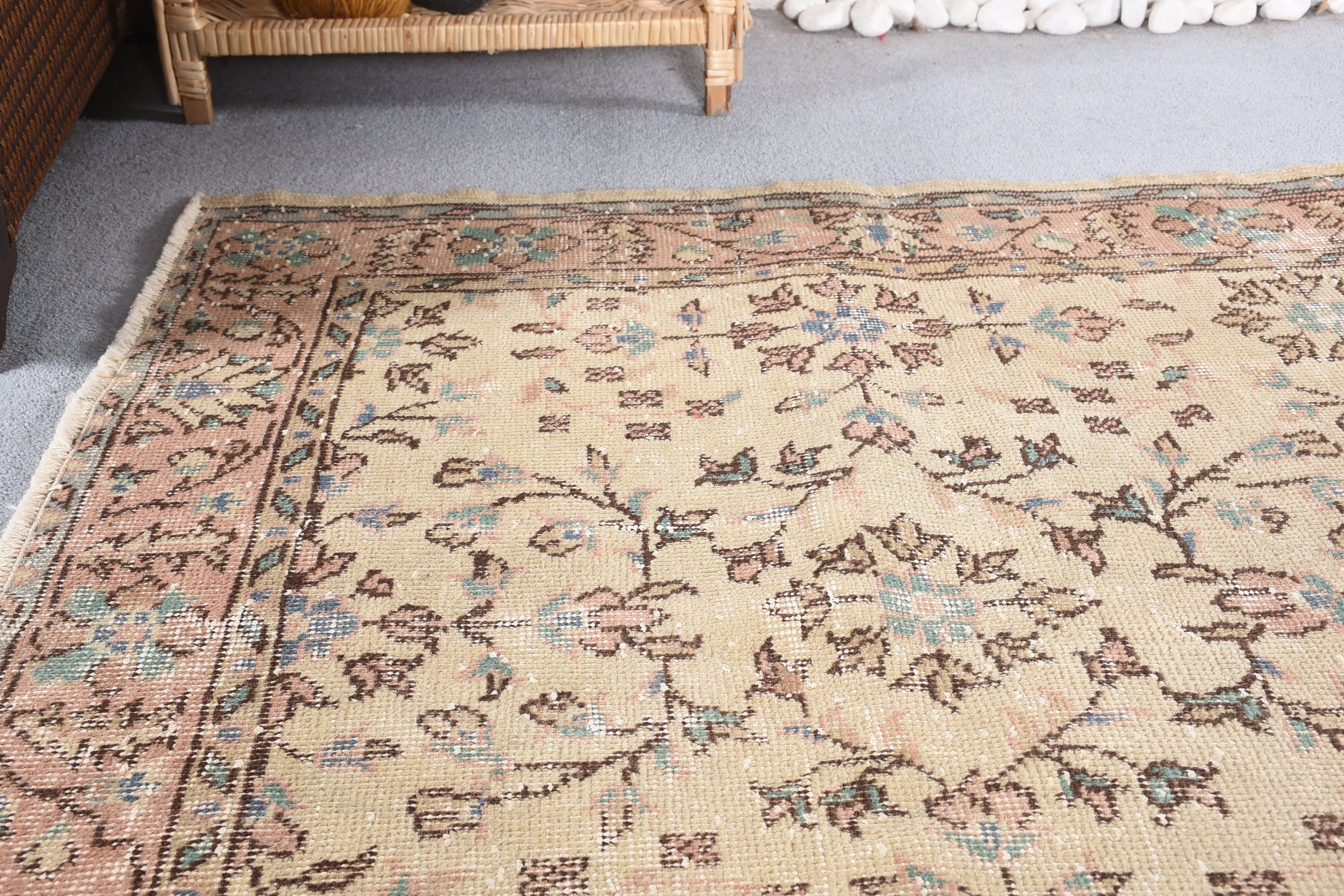 Rugs for Indoor, Wool Rug, Brown Oriental Rug, Vintage Rug, Oriental Rug, Bedroom Rug, Kitchen Rug, 3.8x6.4 ft Area Rug, Turkish Rug