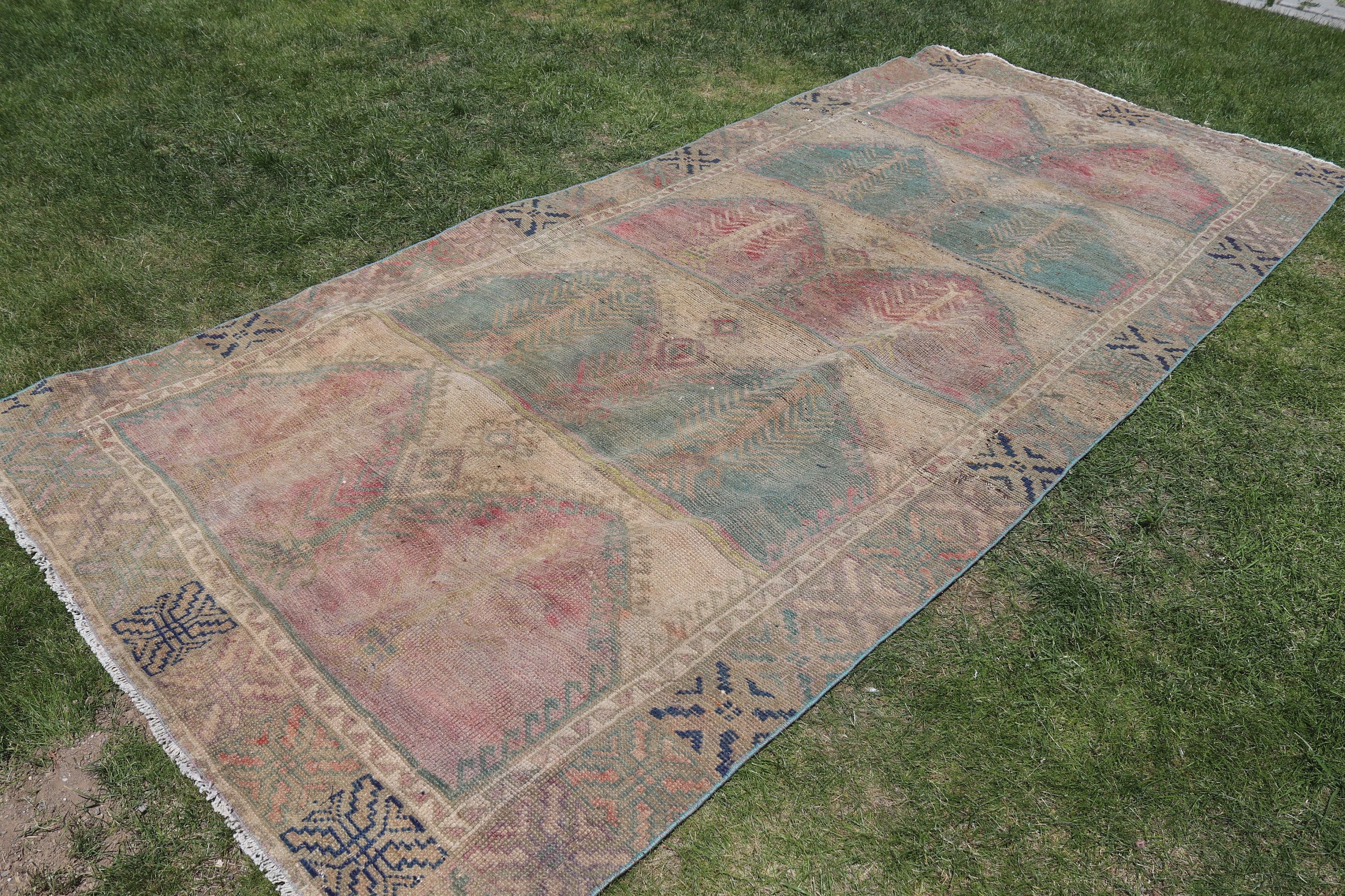 5x11.5 ft Large Rug, Pink Geometric Rug, Vintage Rug, Cool Rugs, Aesthetic Rug, Turkish Rug, Dining Room Rugs, Antique Rug, Large Boho Rugs