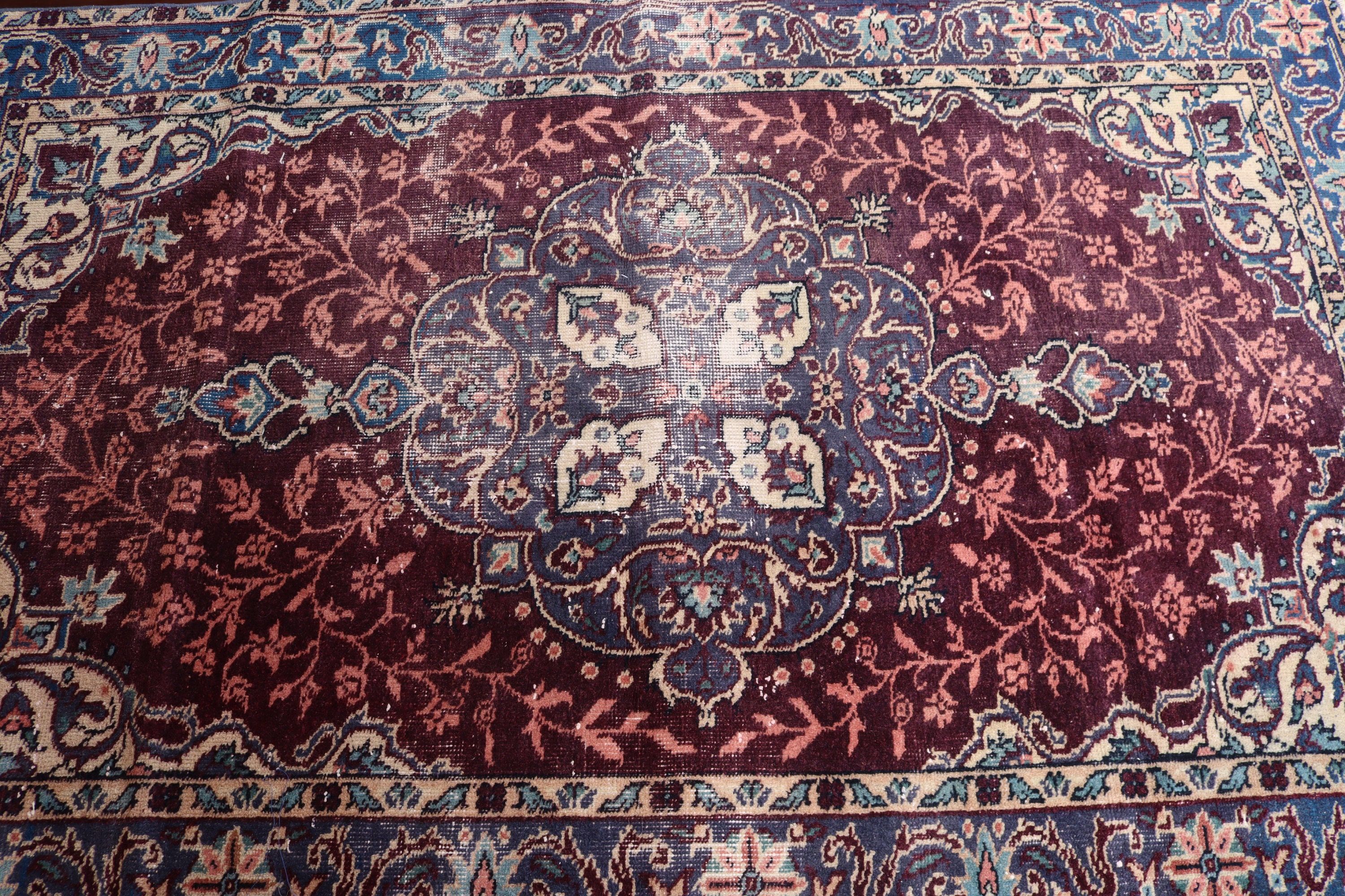 3.9x6 ft Aksan Halıları, Türk Halısı, Vintage Aksan Halıları, Geometrik Halılar, Mutfak Halısı, Eski Halı, Mor Anadolu Halısı, Anadolu Halısı