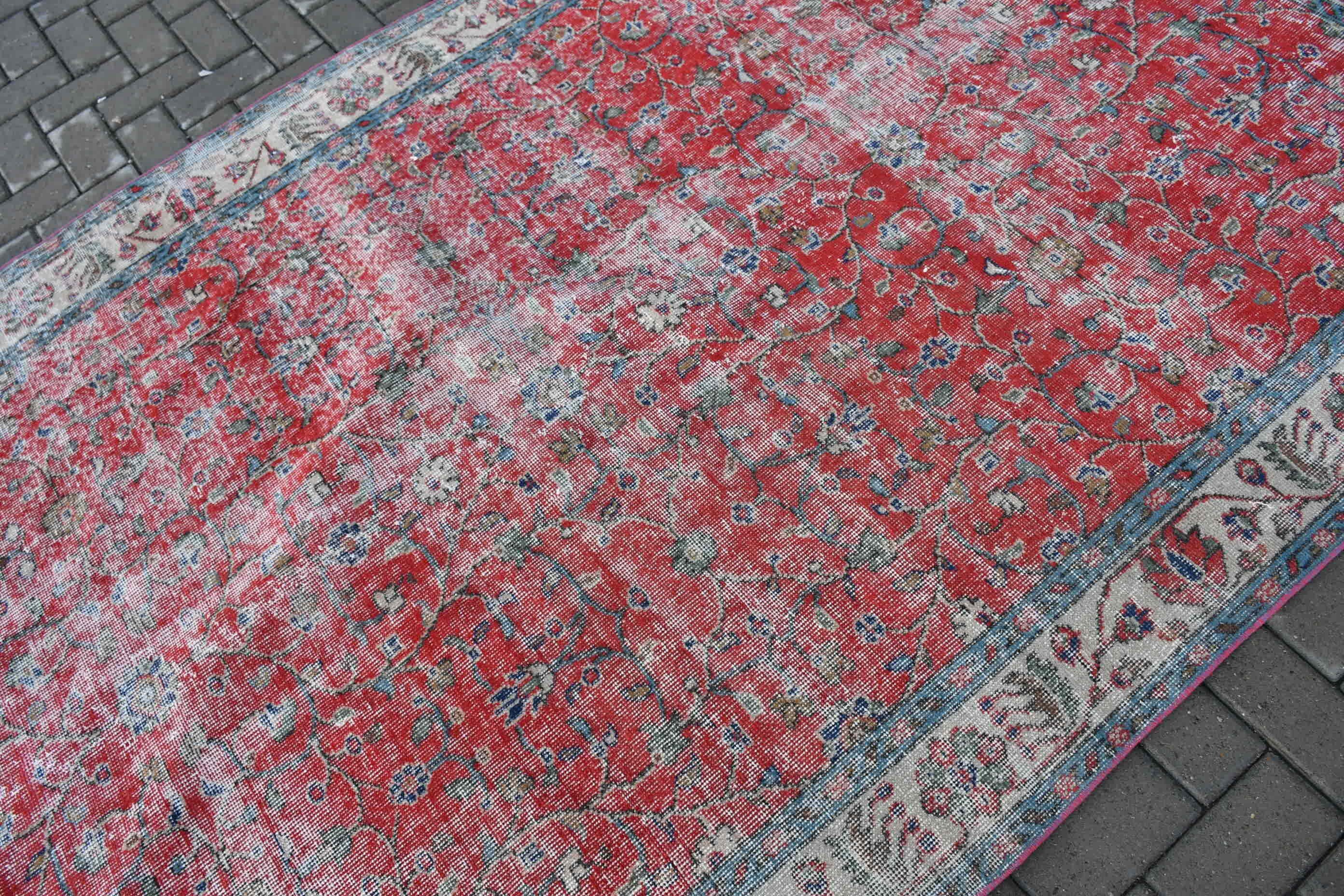 Dining Room Rugs, Vintage Rug, Turkish Rug, Salon Rug, Floor Rug, Moroccan Rugs, Blue Oushak Rug, 5.6x9.6 ft Large Rugs