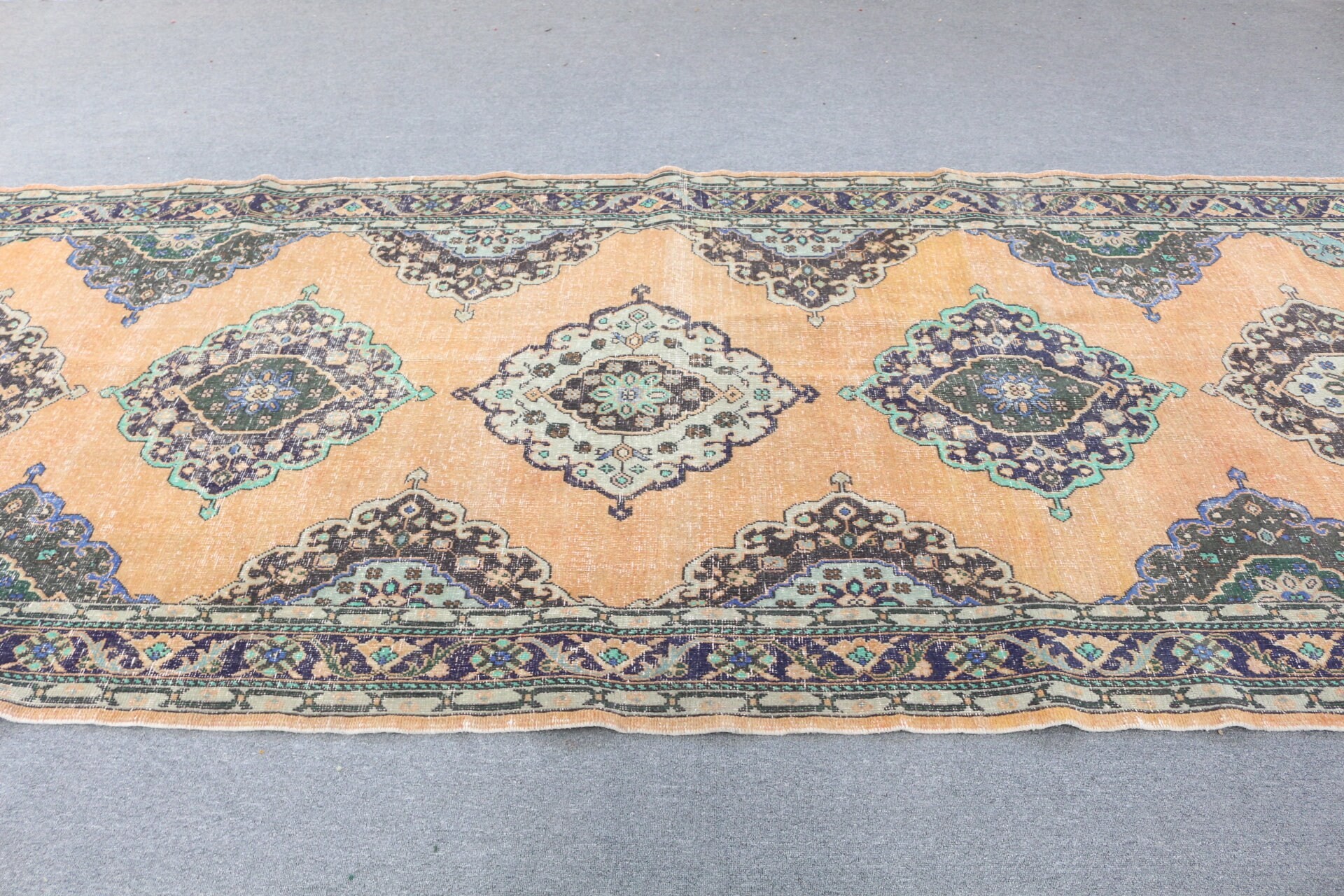 Orange  5x12.5 ft Runner Rug, Floor Rugs, Hallway Rug, Turkey Rug, Vintage Rug, Turkish Rug, Rugs for Kitchen, Wool Rugs