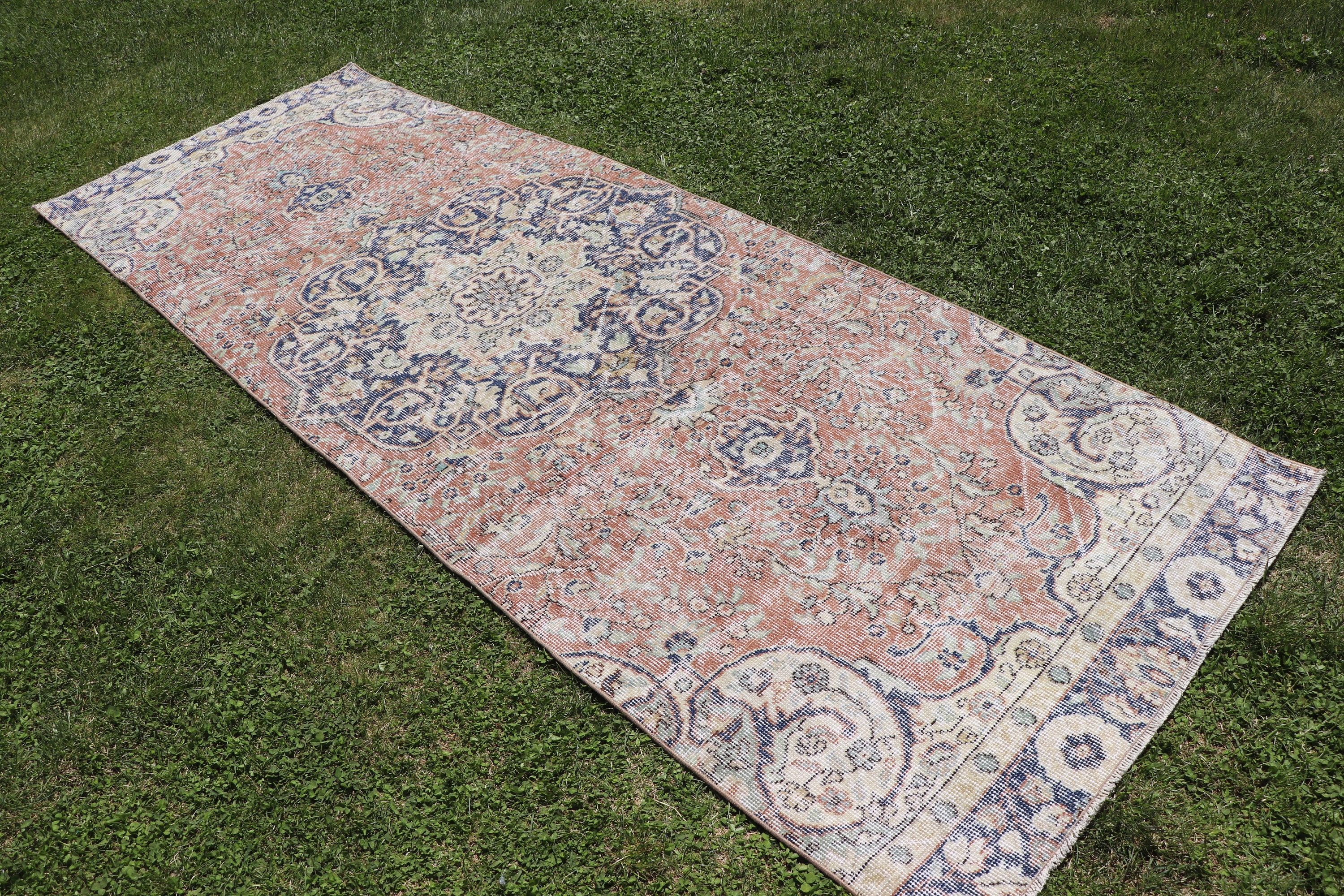 Turuncu Ev Dekor Halısı, 3.4x9.5 ft Runner Halıları, Vintage Halılar, Fas Halıları, Türk Halısı, Merdiven Halıları, Boho Halıları, Koridor Halıları