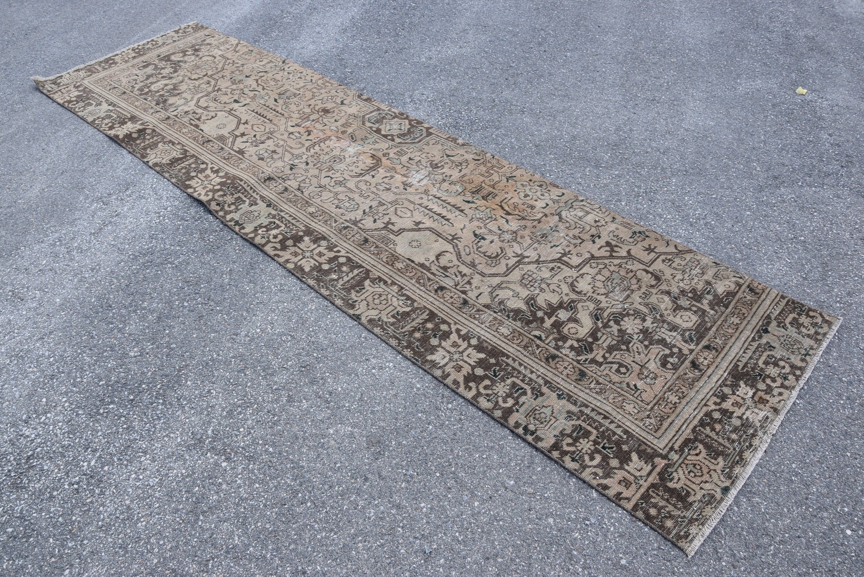 Vintage Halı, Özel Halı, Kahverengi Yatak Odası Halıları, Koridor Halıları, Türk Halısı, Merdiven Halısı, Yatak Odası Halısı, 3.1x11.5 ft Runner Halıları, Antika Halılar