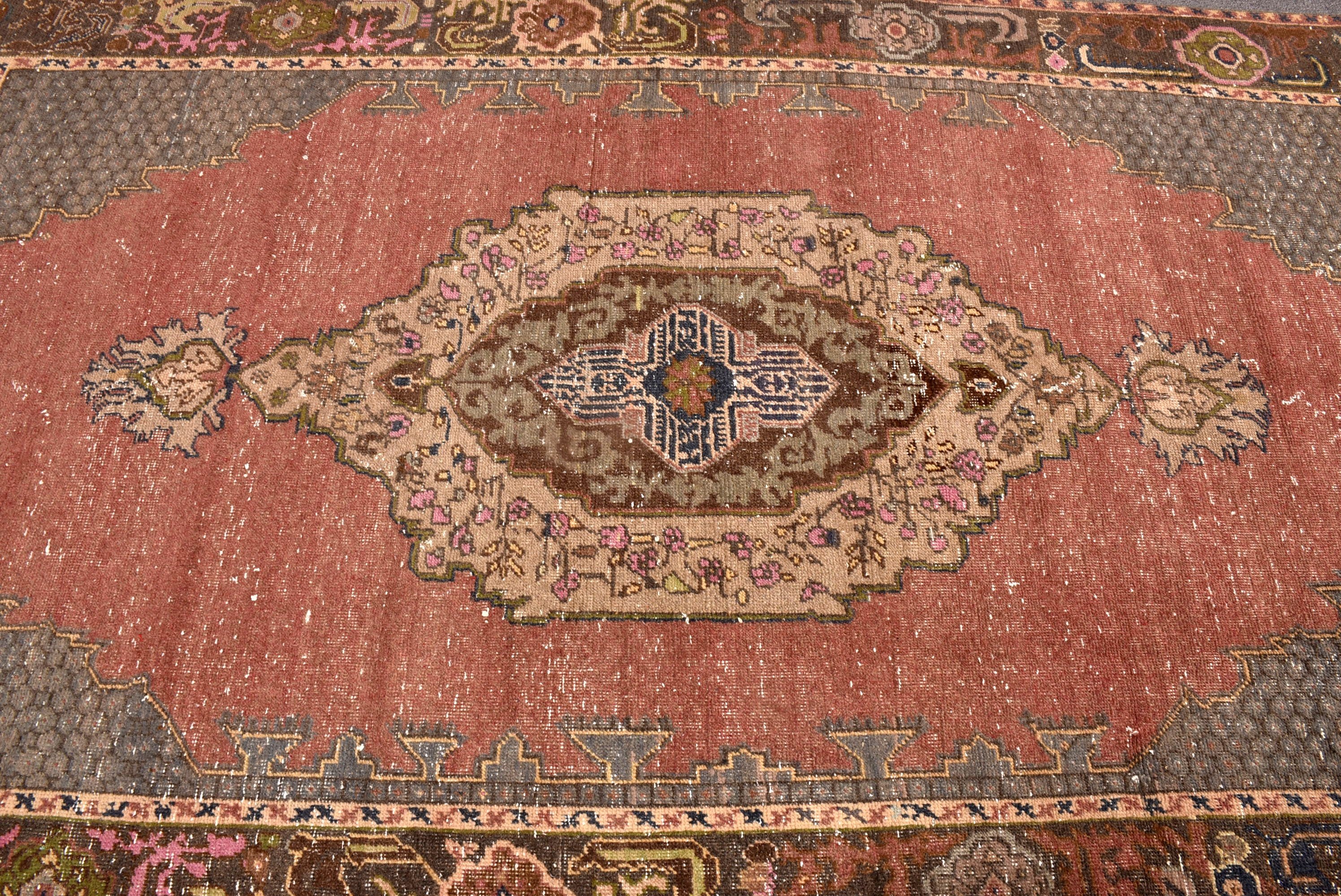 Kırmızı Ev Dekor Halısı, Boho Alan Halısı, Vintage Halı, Boho Halıları, Yer Halıları, 4.5x7.9 ft Alan Halıları, Türk Halısı, Oturma Odası Halıları, Alan Halıları