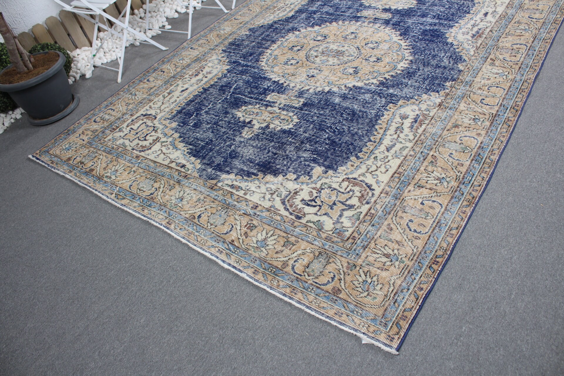 7.1x10.2 ft Oversize Rug, Saloon Rugs, Vintage Rugs, Salon Rugs, Turkish Rugs, Home Decor Rugs, Wool Rugs, Custom Rugs, Blue Antique Rug