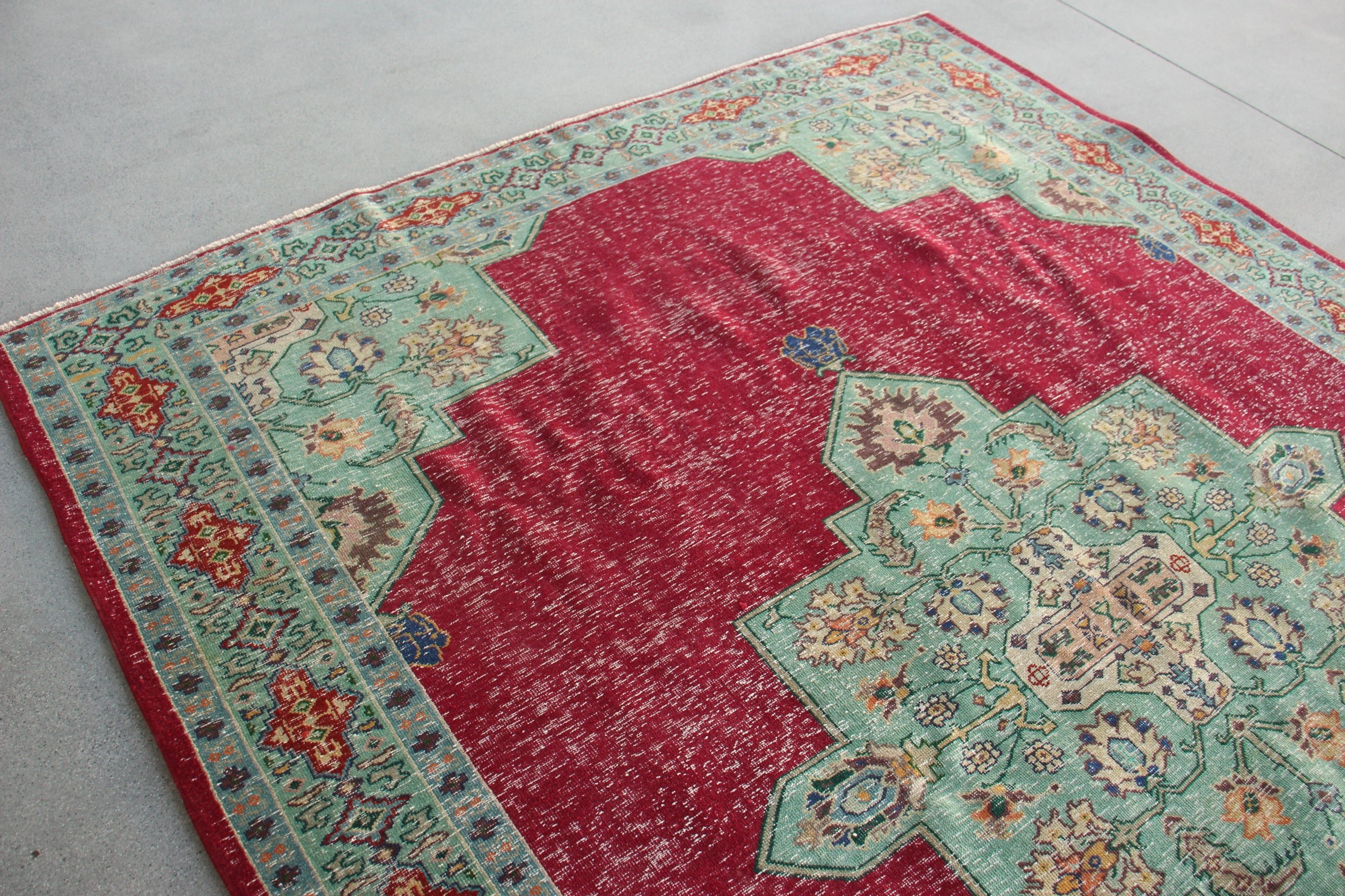 Boho Rug, Saloon Rugs, Oriental Rugs, Oversize Turkish Rug, Vintage Rugs, Turkish Rugs, 7.4x10 ft Oversize Rugs, Red Oriental Rugs