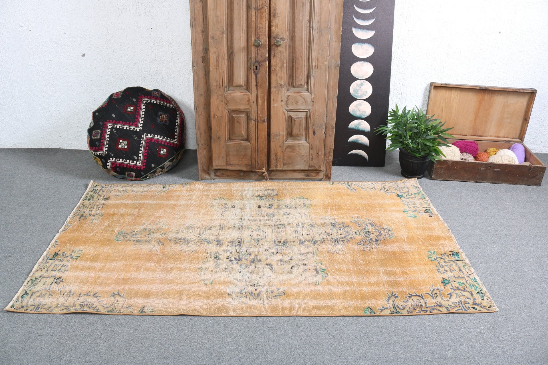 Bedroom Rugs, Vintage Rug, Floor Rug, Turkey Rugs, Turkish Rugs, 3.9x6.9 ft Area Rugs, Dining Room Rugs, Brown Moroccan Rugs