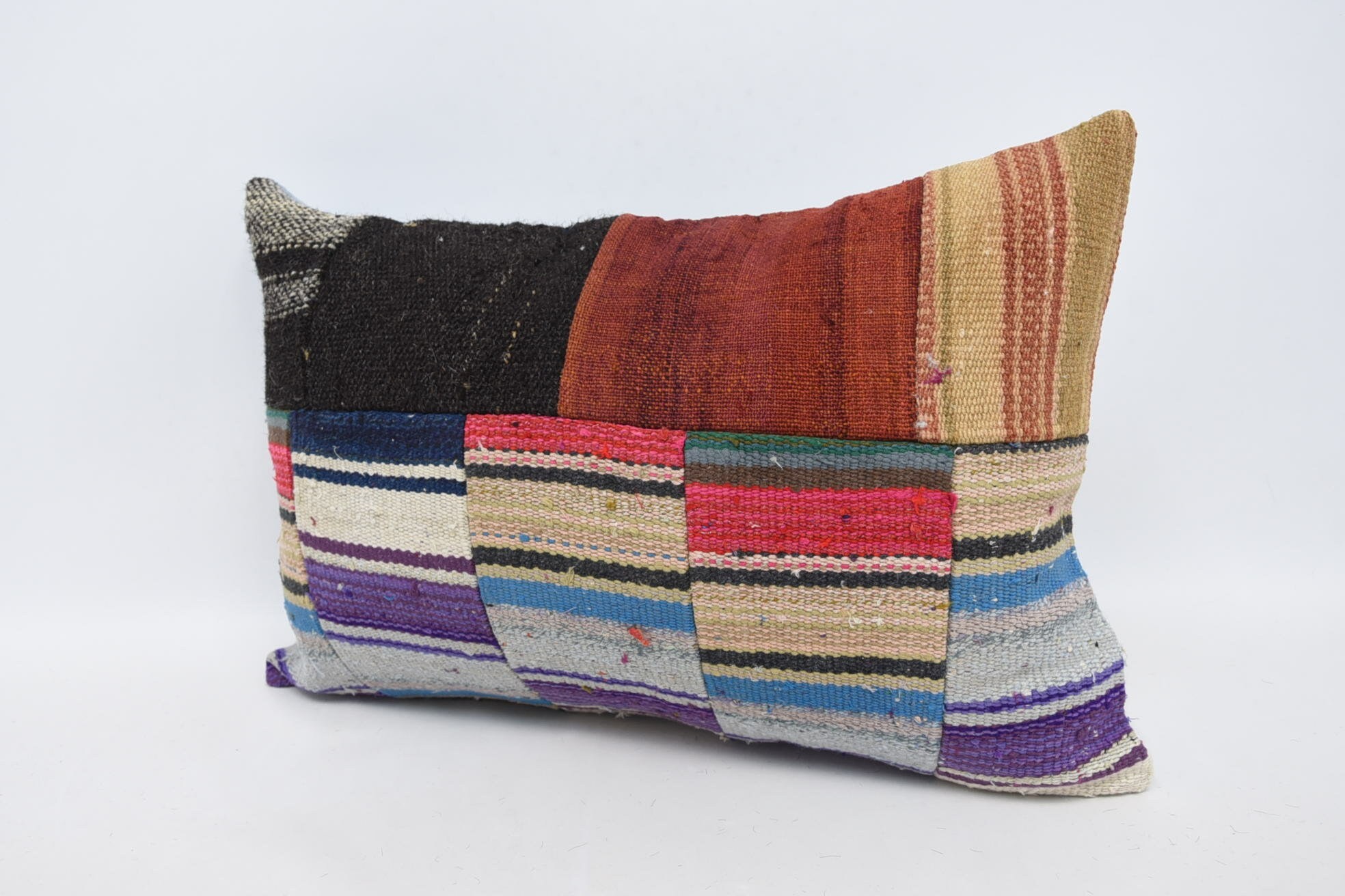 16"x24" Blue Pillow Sham, Interior Designer Pillow, Vintage Kilim Pillow, Pillow for Couch, Vintage Kilim Pillow Cushion