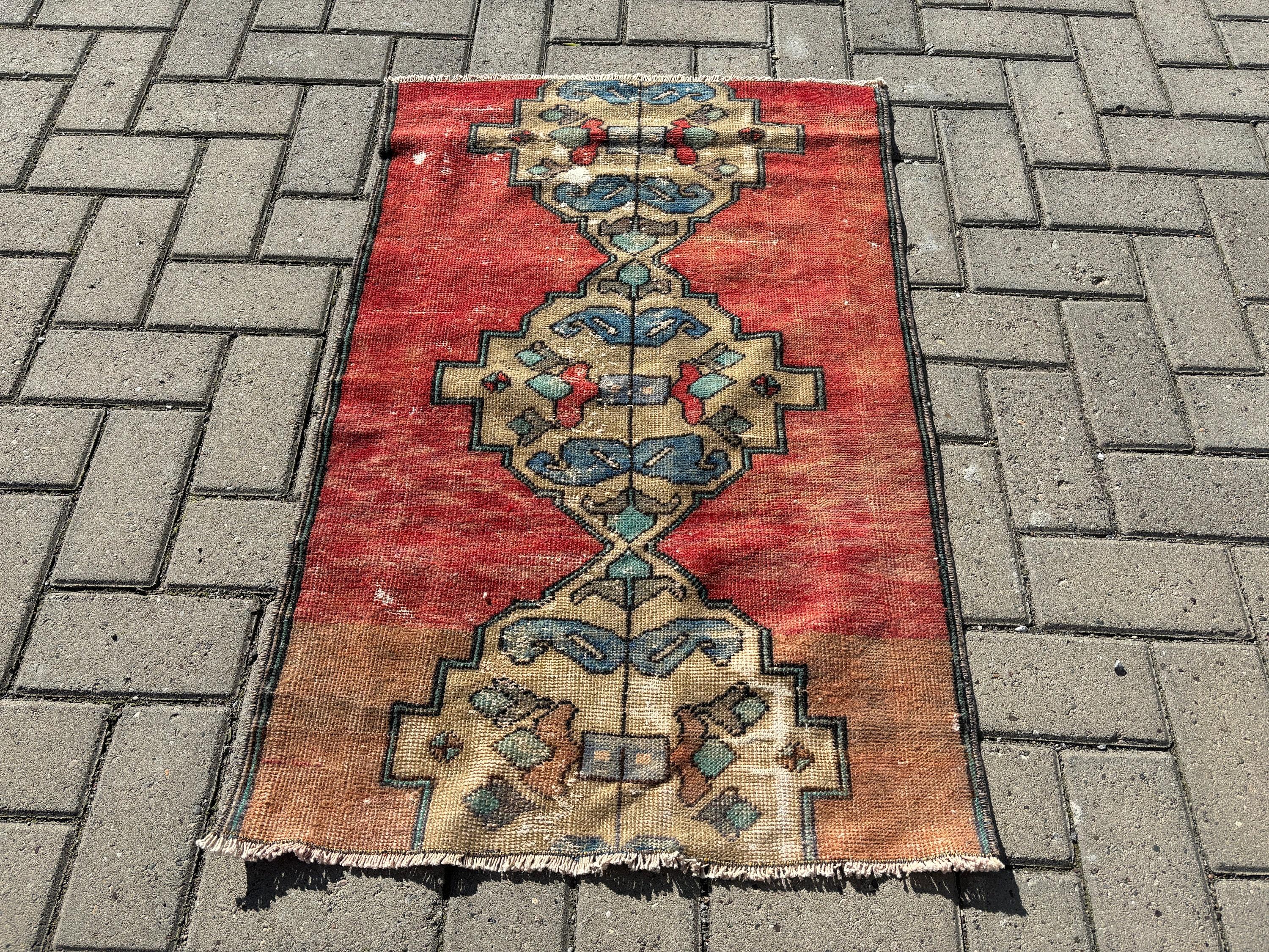 Entry Rug, Turkish Rugs, Kitchen Rug, Small Vintage Rug, Red Bedroom Rugs, 2.1x3.1 ft Small Rugs, Office Rugs, Geometric Rugs, Vintage Rug