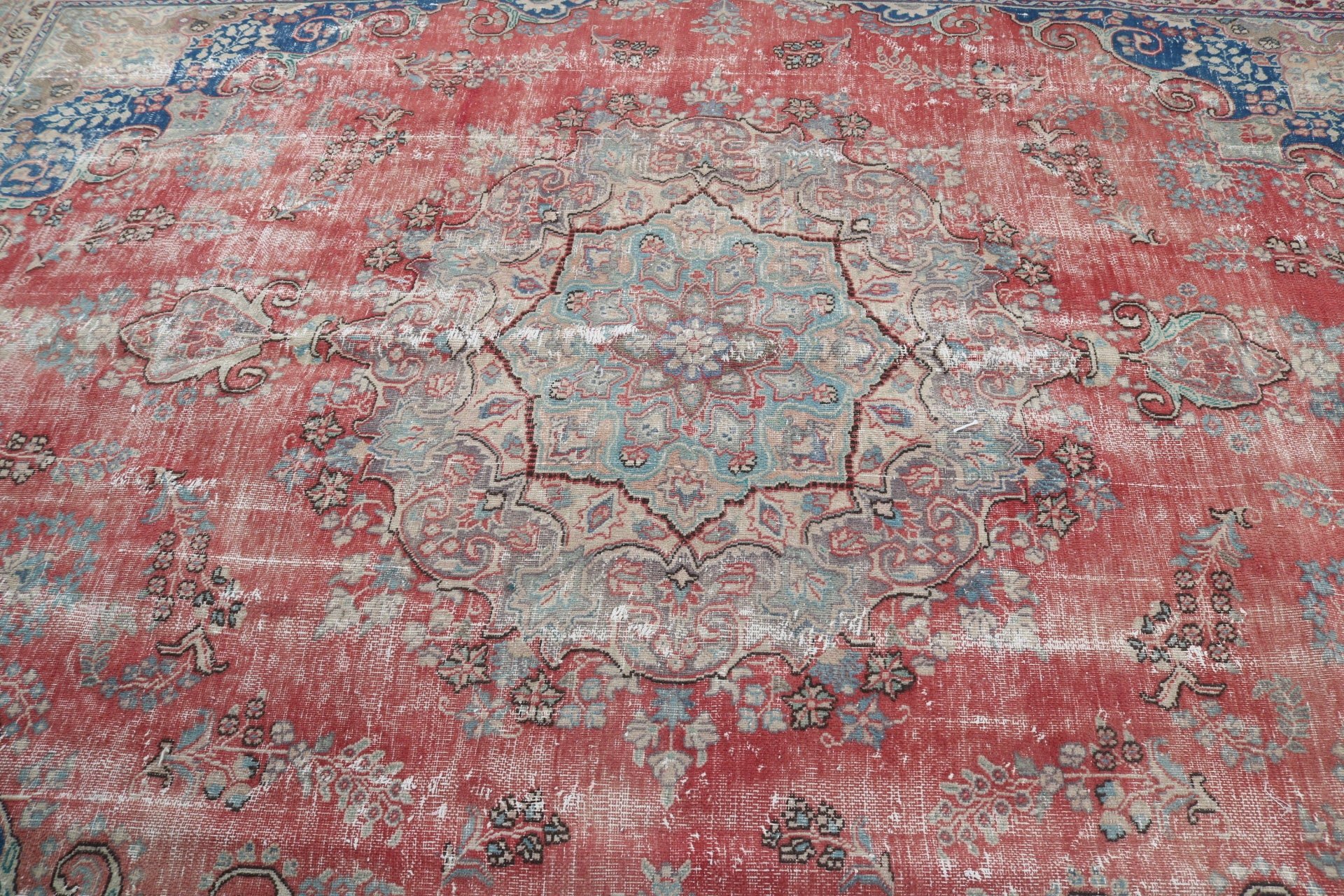 9.1x11.5 ft Büyük Boy Halılar, Büyük Boy Türk Halıları, Türk Halıları, El Dokuma Halıları, Dış Mekan Halısı, Düz Dokuma Halı, Vintage Halı, Kırmızı Antika Halılar