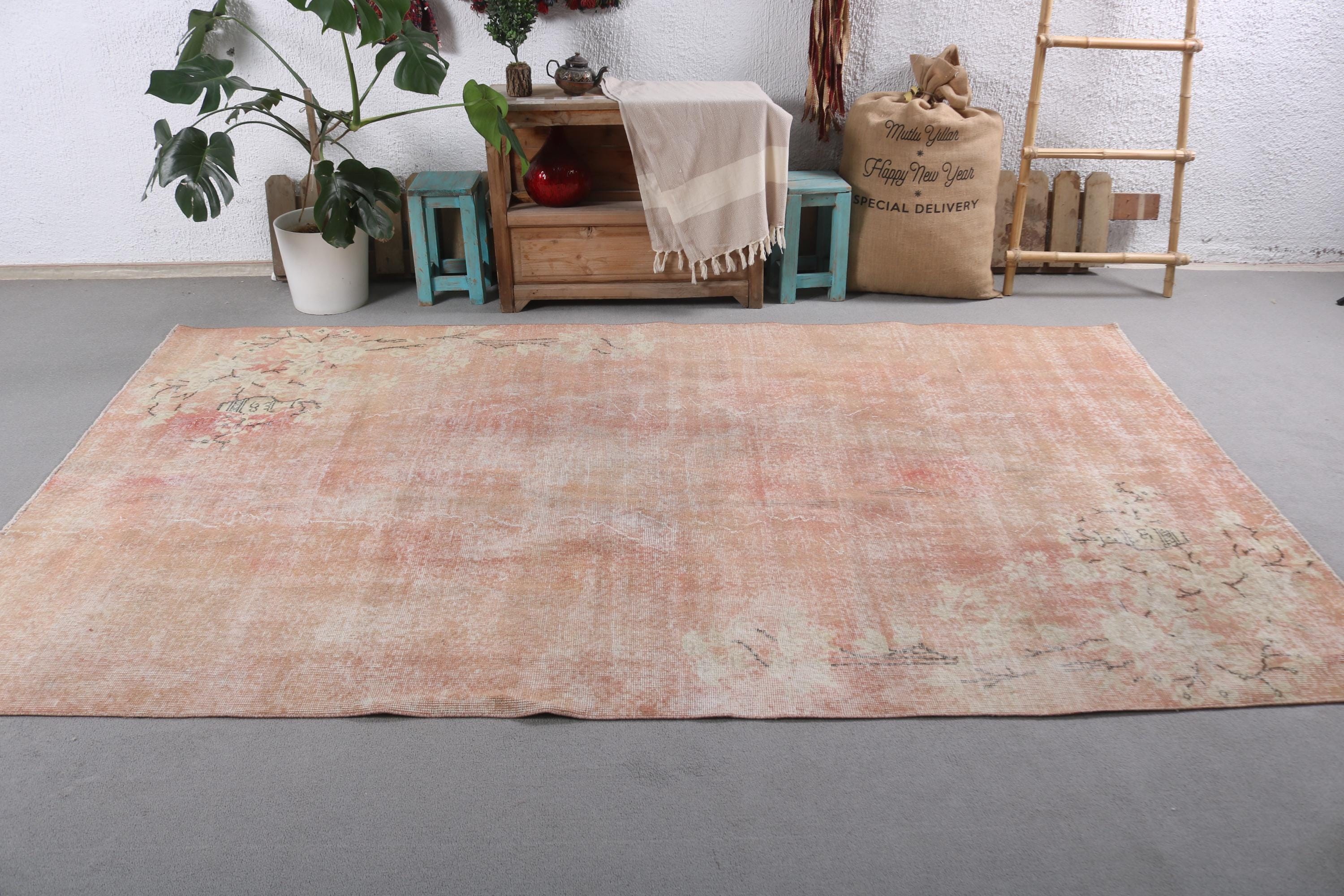 Boho Rugs, Turkish Rugs, Vintage Rugs, Aztec Rug, 5.4x9.2 ft Large Rugs, Oriental Rug, Pink Neutral Rug, Large Vintage Rug, Living Room Rug