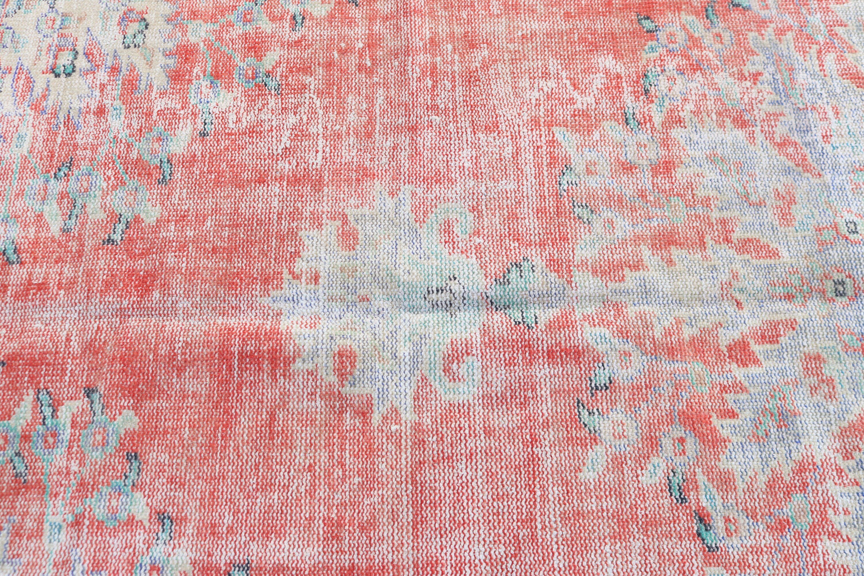 Vintage Area Rugs, Oushak Area Rugs, 6.2x4.9 ft Area Rugs, Red Neutral Rug, Wool Rug, Luxury Rug, Turkish Rug, Vintage Rug