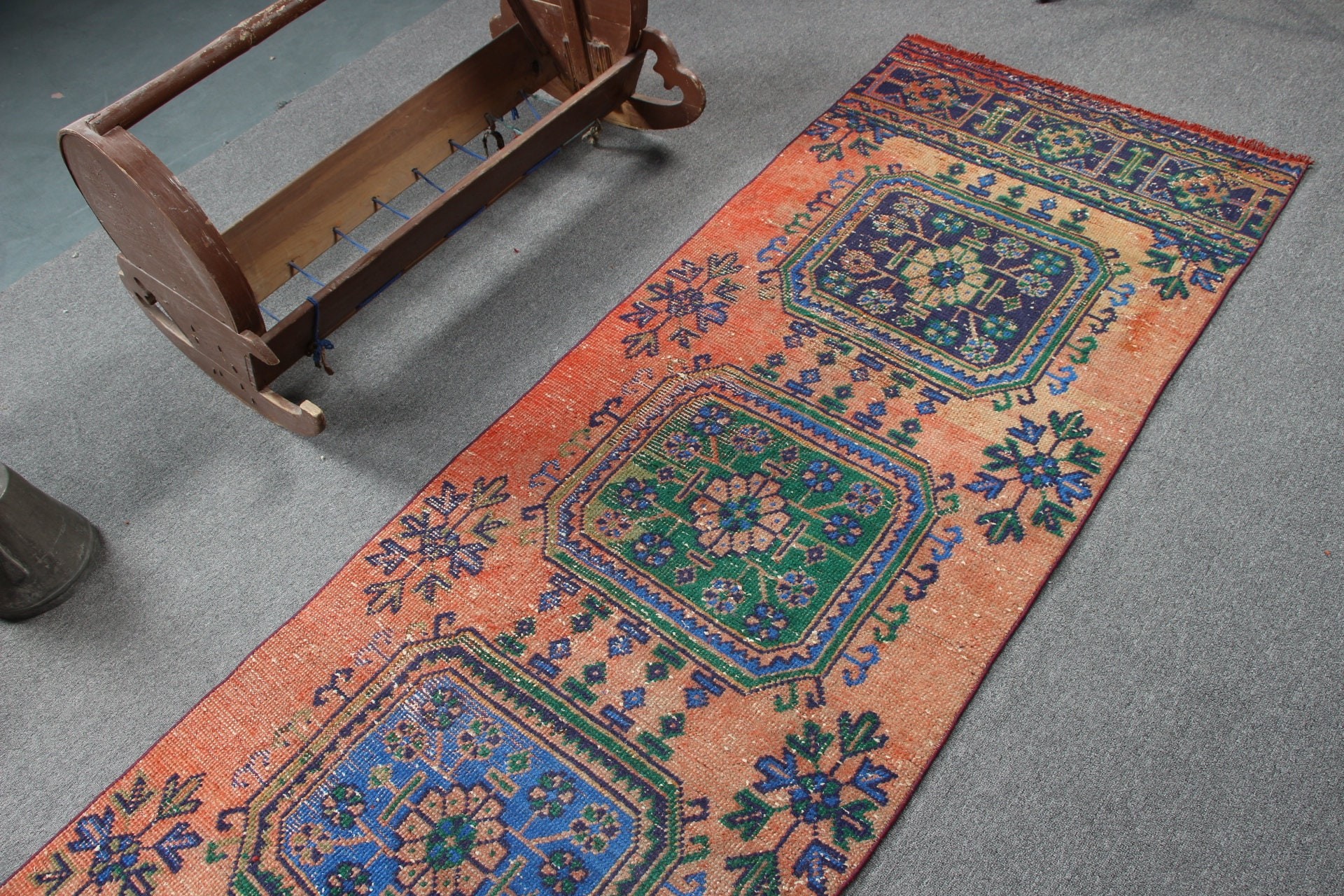 Runner Halıları, Etnik Halı, 2,9x11,9 ft Runner Halısı, Koridor Halısı, Kırmızı Oryantal Halılar, Vintage Halı, Mutfak Halısı, Türk Halıları