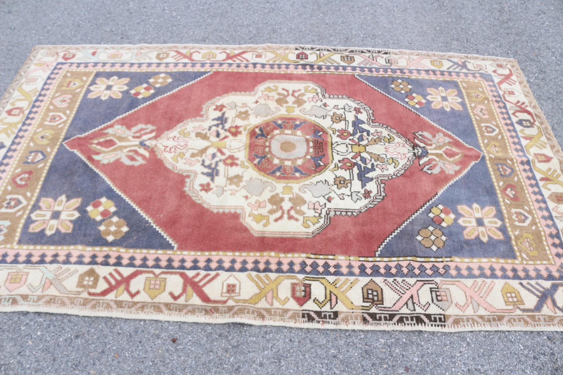 4.7x7.8 ft Area Rug, Red Oriental Rug, Oushak Rug, Bedroom Rug, Vintage Rug, Floor Rug, Rugs for Dining Room, Antique Rug, Turkish Rug