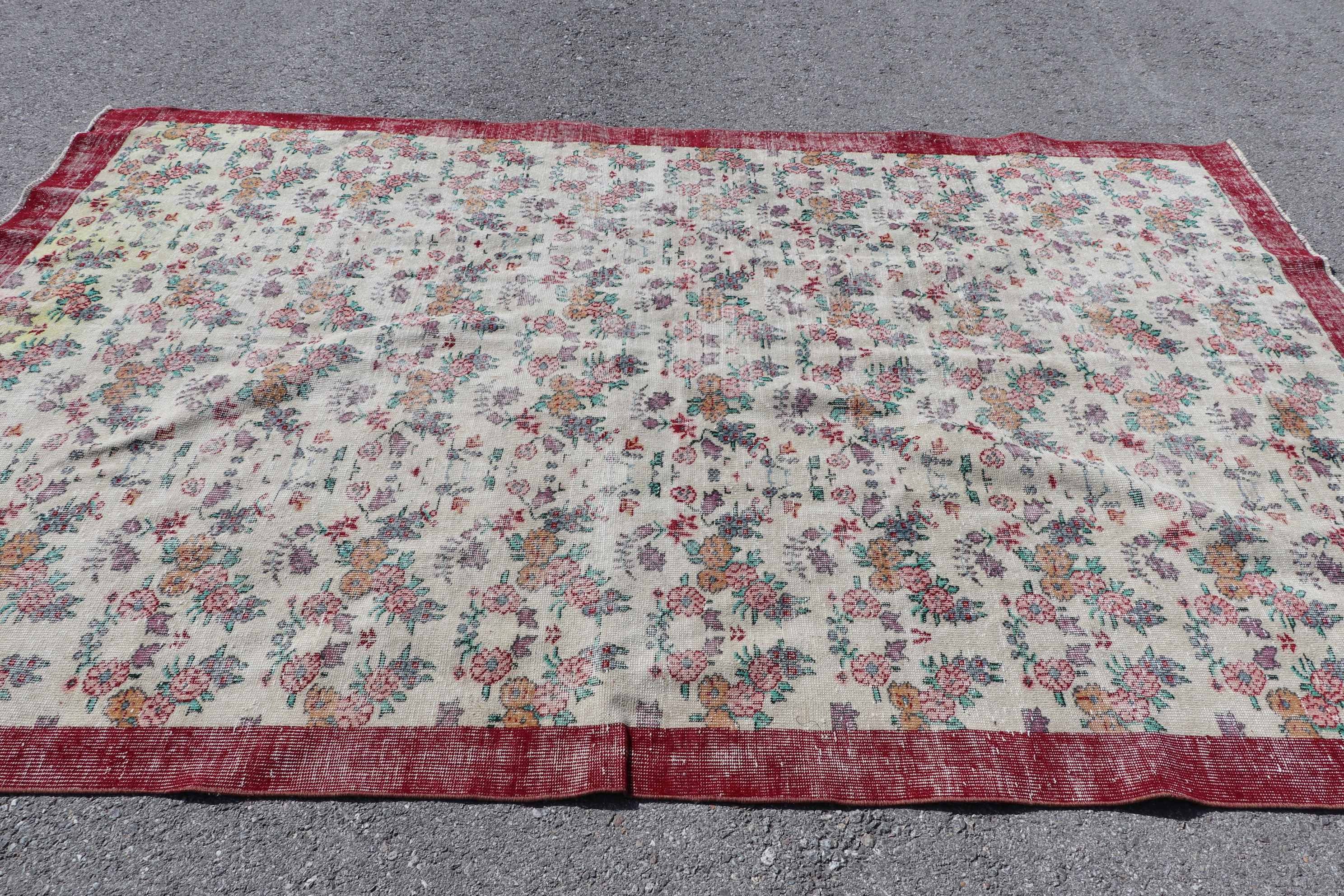 Cool Rug, Dining Room Rug, Beige Antique Rugs, Bedroom Rug, Turkish Rug, Rugs for Salon, 7x10 ft Large Rug, Vintage Rugs, Anatolian Rug