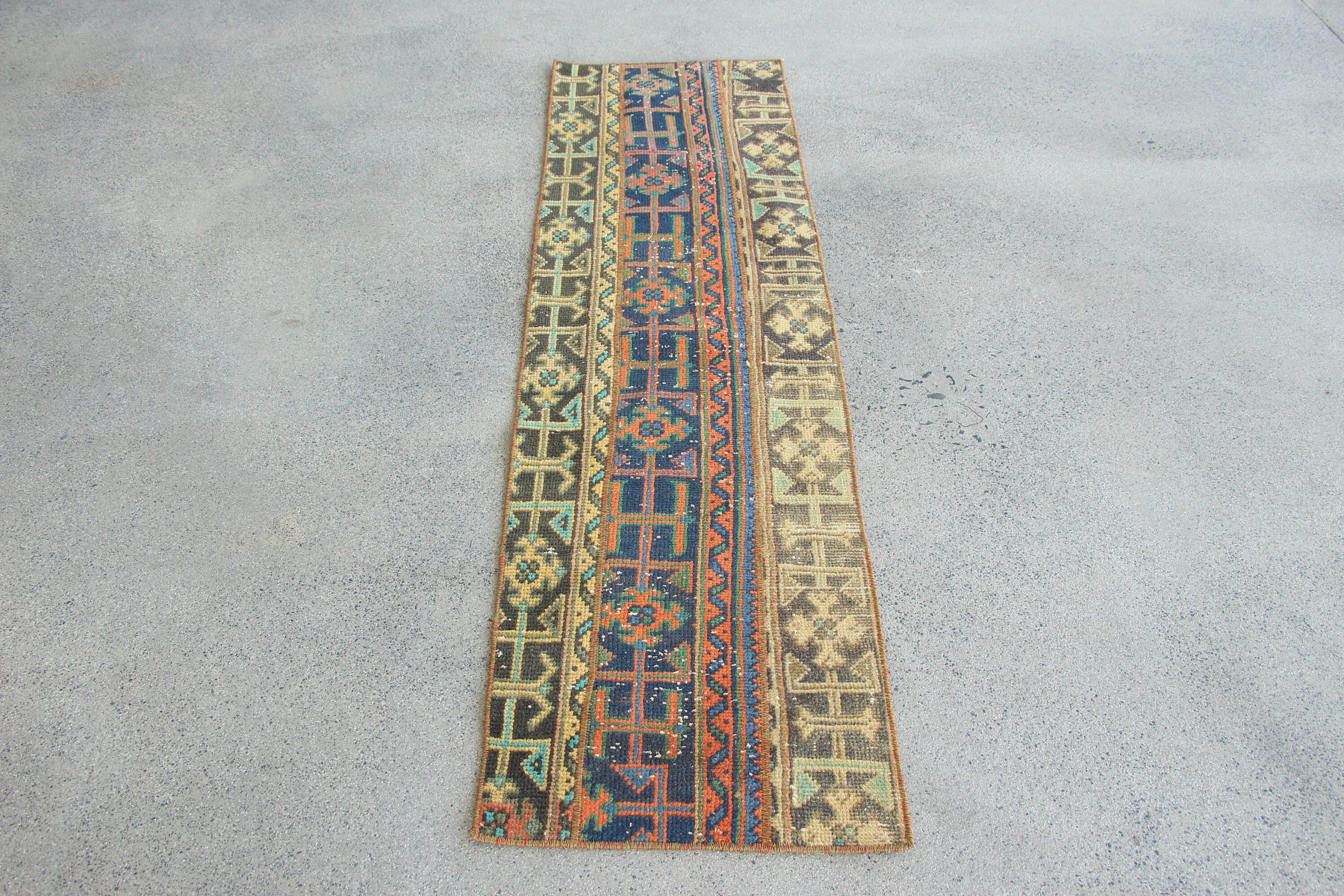 Cool Rug, Moroccan Rug, Yellow Oushak Rug, Vintage Rugs, Turkish Rug, 1.7x6 ft Runner Rug, Bohemian Rugs, Corridor Rugs, Rugs for Hallway