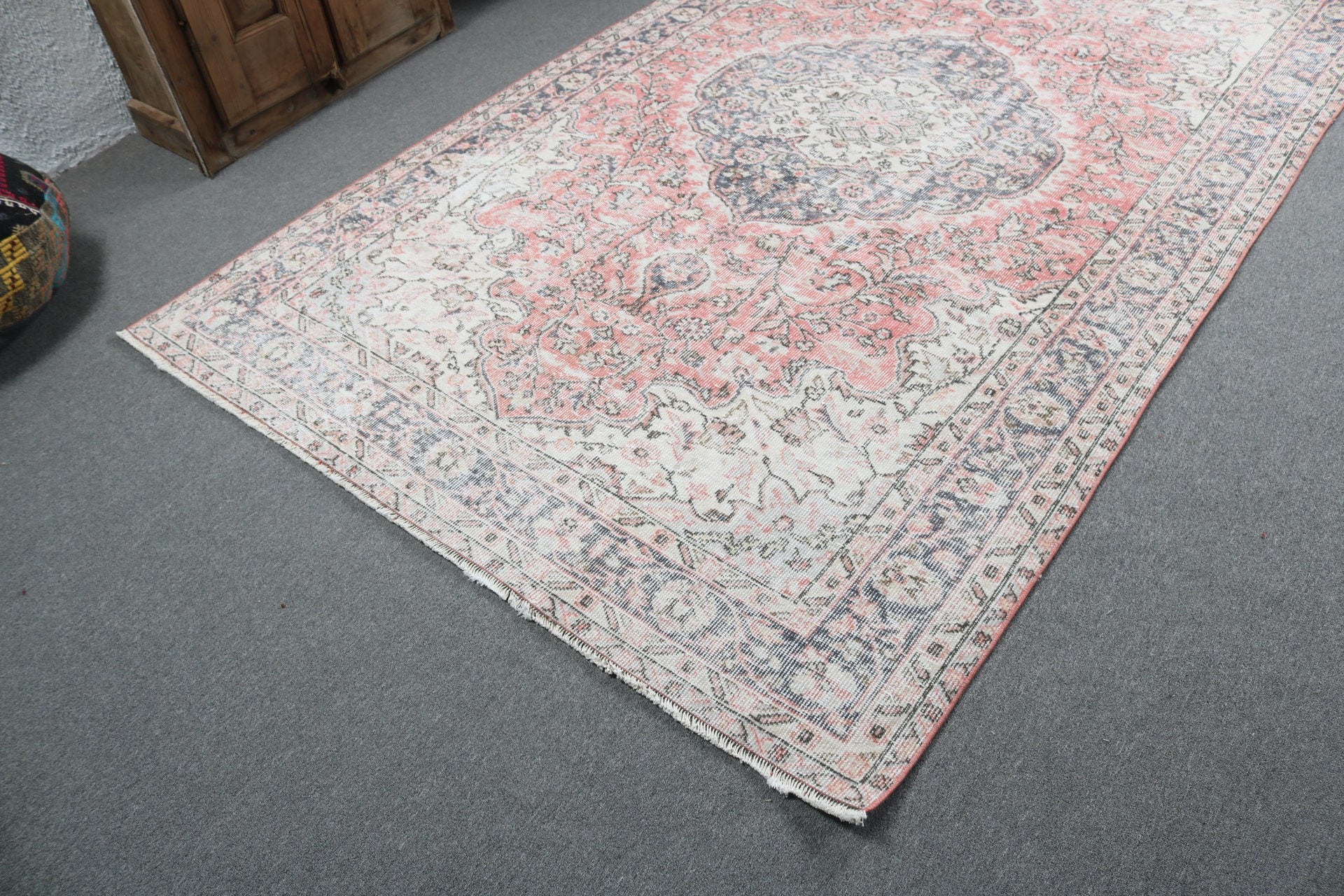 Estetik Halılar, Fas Halısı, 5.7x9.5 ft Büyük Halılar, Salon Halıları, Yün Halı, Büyük Oushak Halıları, Vintage Halı, Türk Halısı, Pembe Fas Halıları