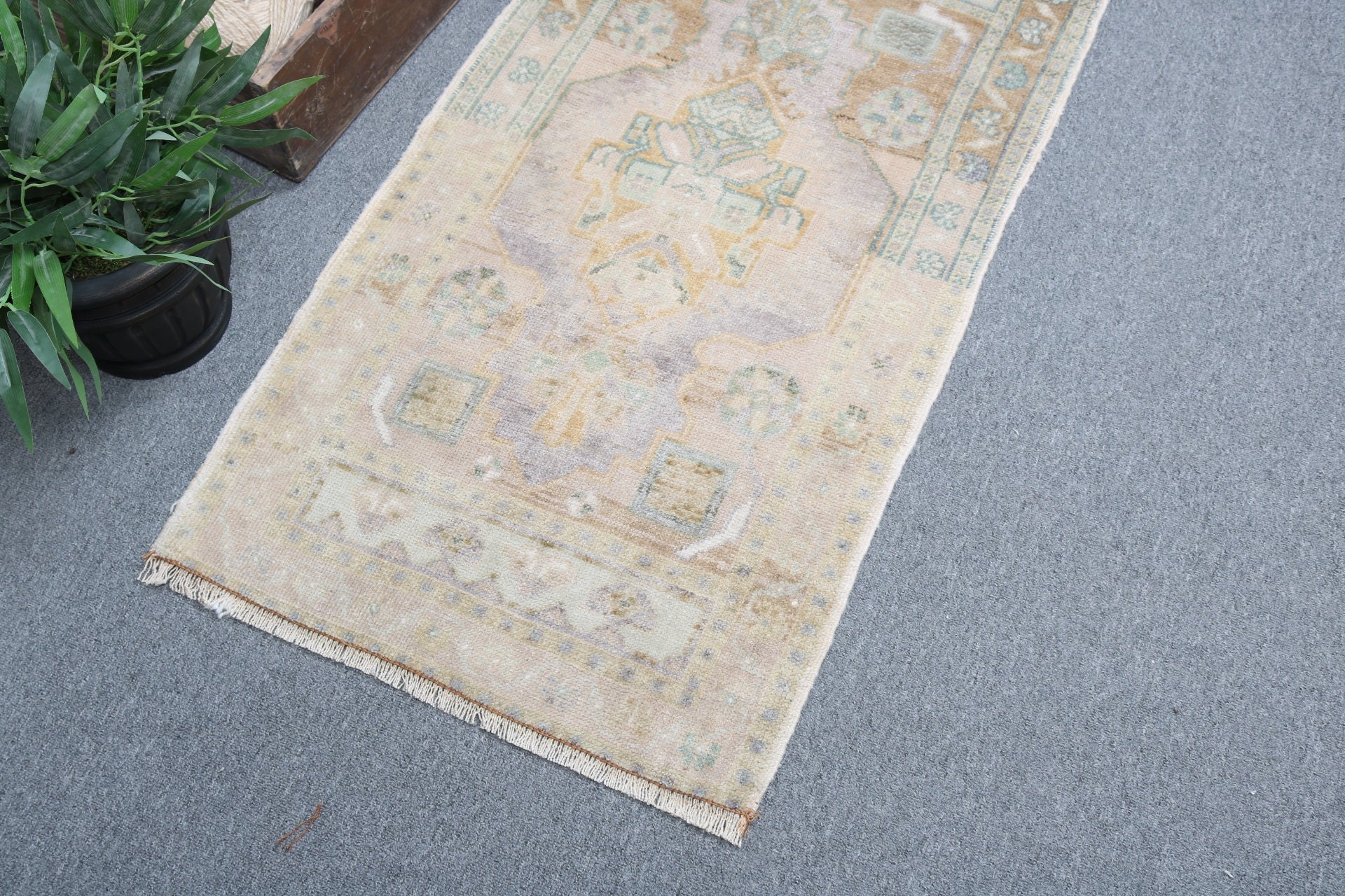 Vintage Rug, Rugs for Bathroom, Car Mat Rug, Turkish Rugs, 1.9x3.5 ft Small Rug, Nursery Rugs, Boho Rug, Green Wool Rugs, Luxury Rug