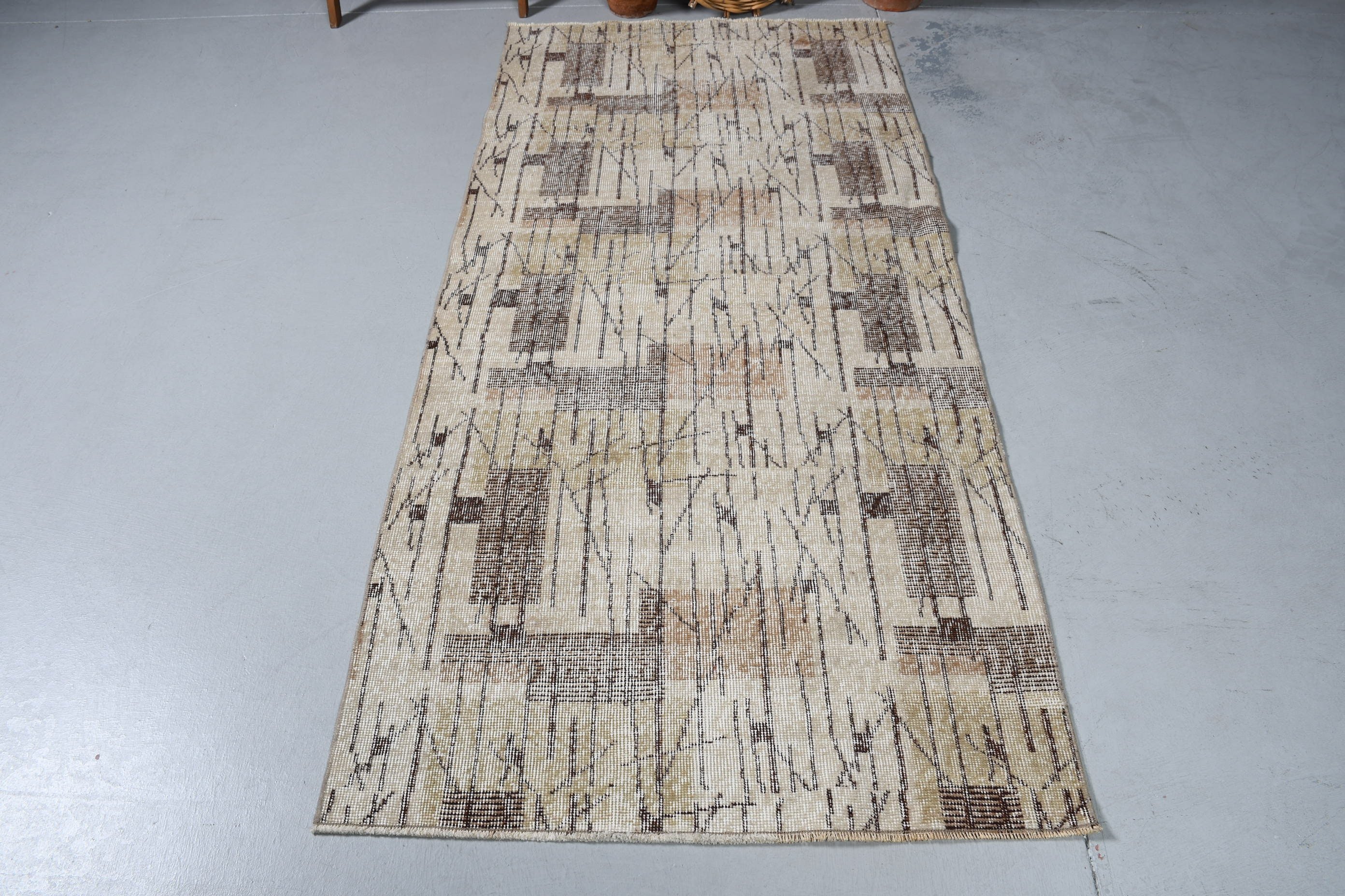 Turkish Rug, Beige Home Decor Rug, Vintage Rugs, Bedroom Rug, Kitchen Rug, Rugs for Bedroom, Entry Rugs, Cool Rug, 3.2x6.9 ft Accent Rug