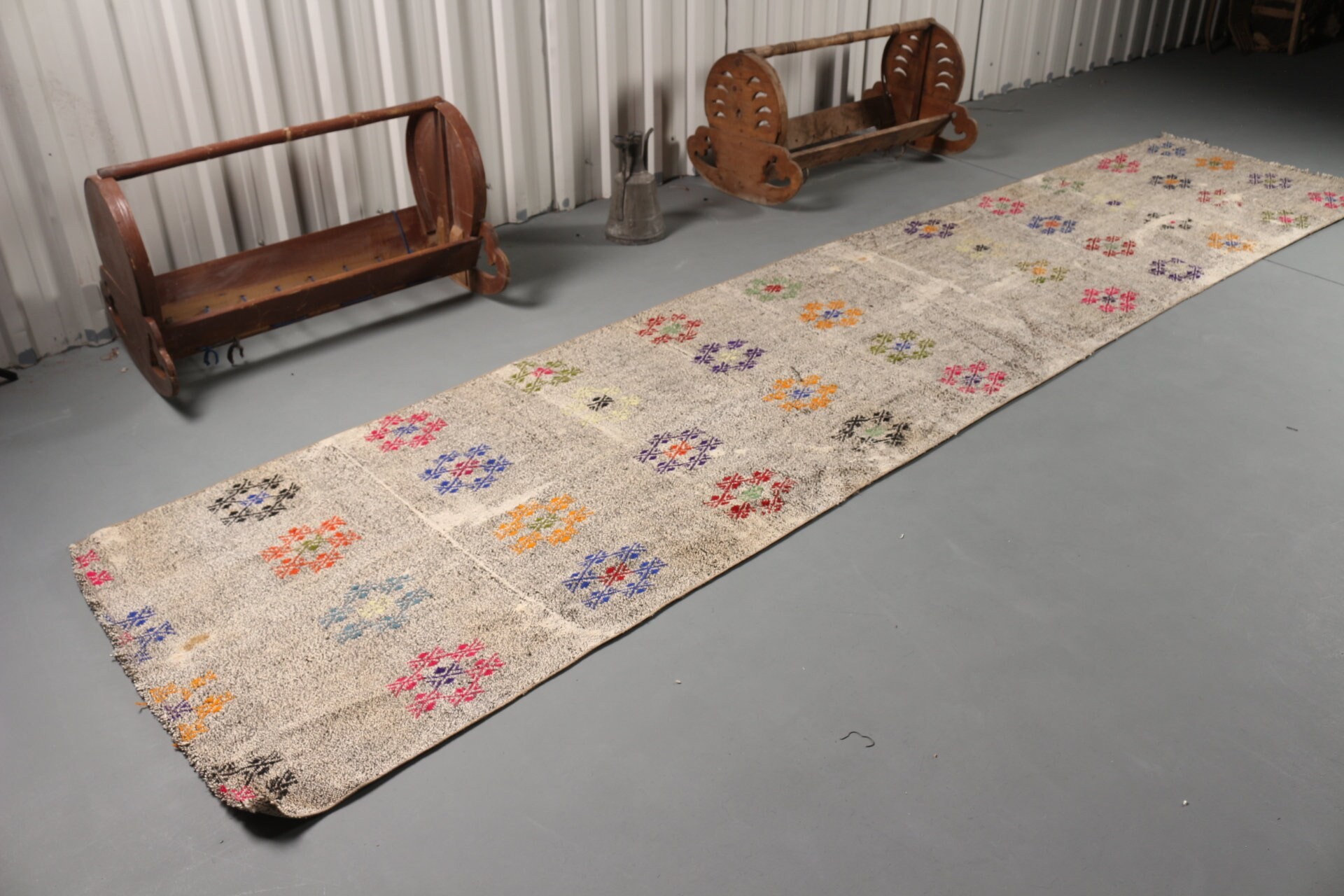 Koridor Halısı, Kilim, Mutfak Halısı, Yatak Odası Halısı, 3.1x8 ft Yolluk Halısı, Bej Oushak Halısı, Türk Halısı, Vintage Halı, Merdiven Halısı, Etnik Halı