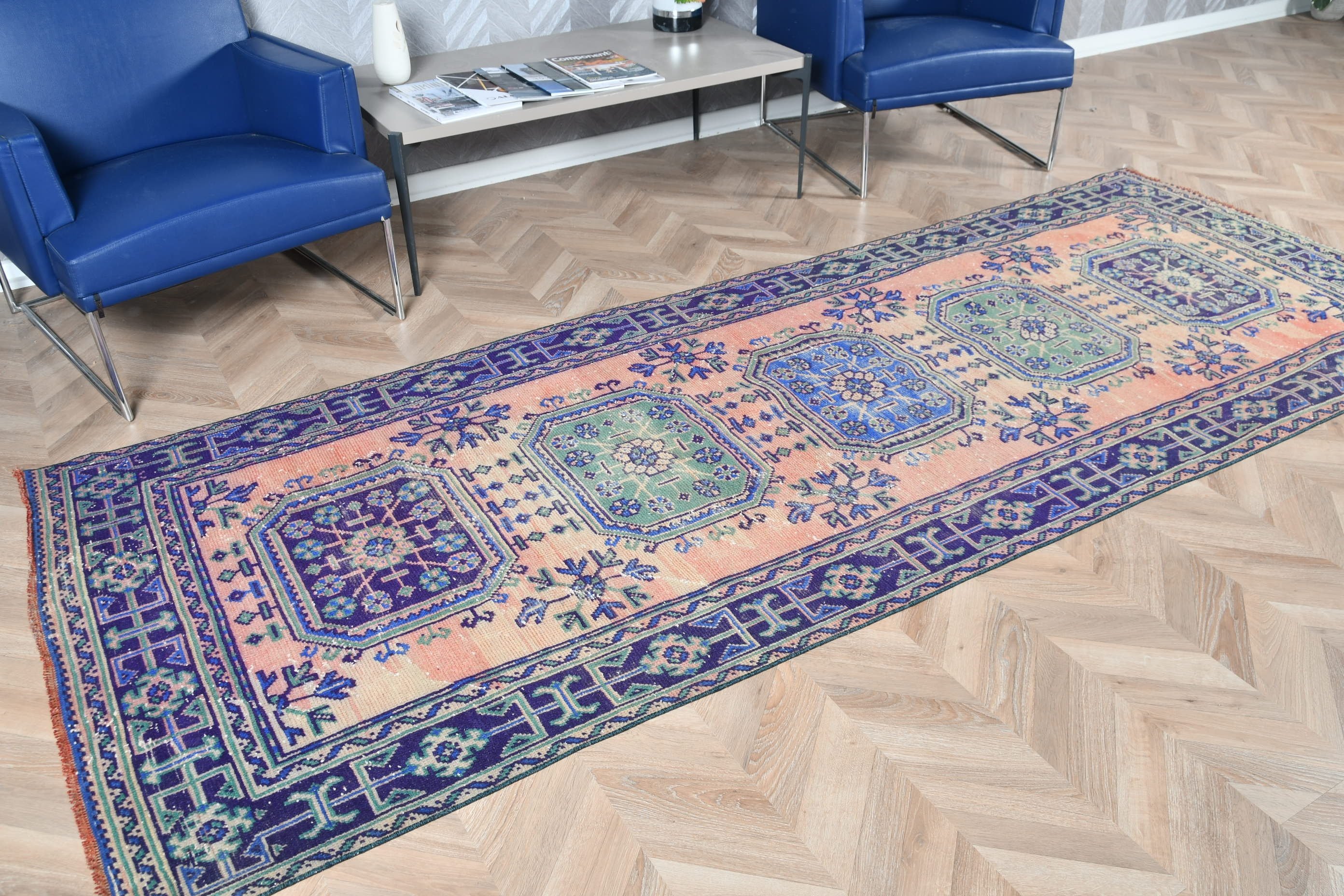 Vintage Rugs, Turkish Rug, Purple Home Decor Rugs, Dorm Rug, 4x10.3 ft Runner Rug, Floor Rugs, Moroccan Rug, Hallway Rug, Stair Rug