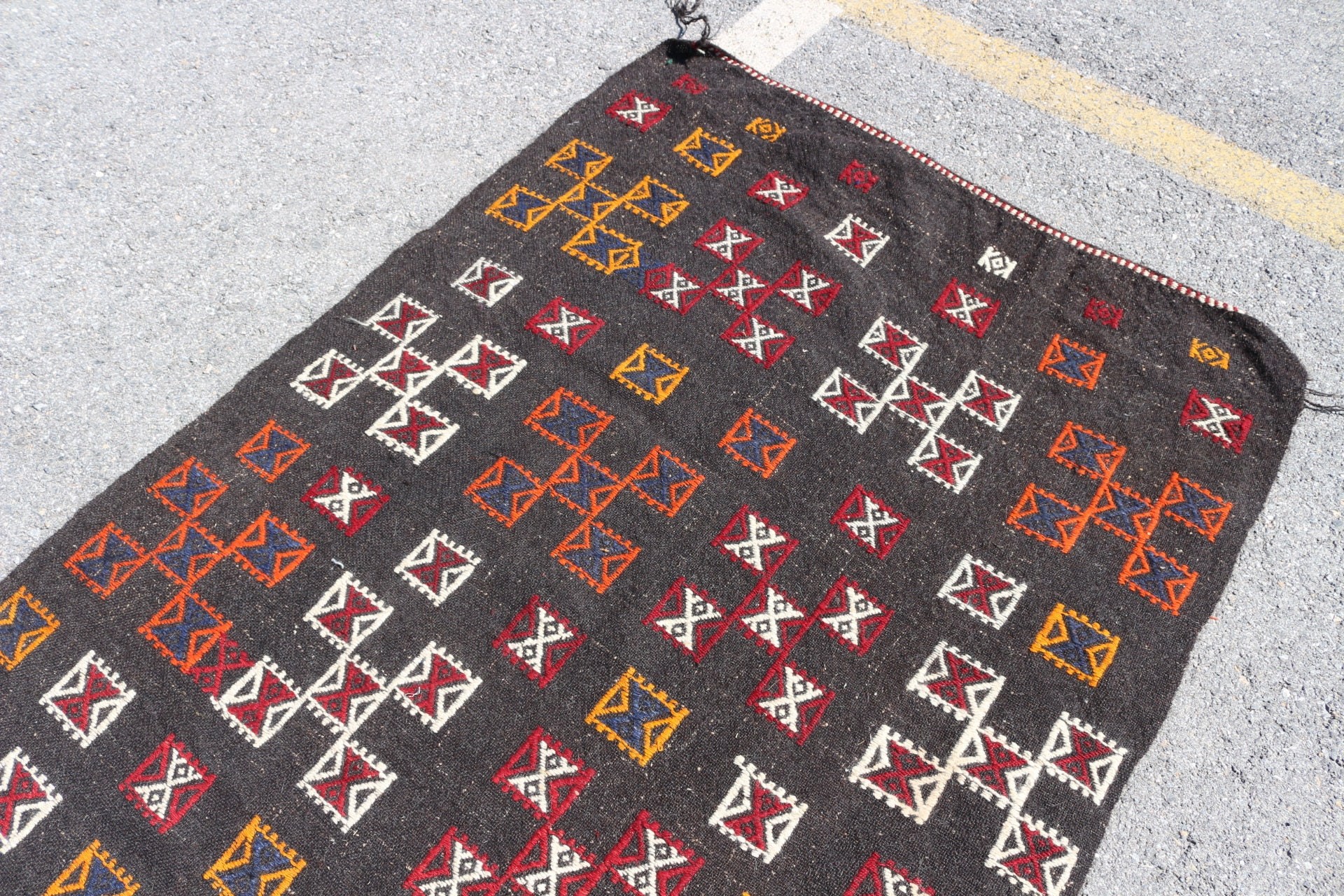 Vintage Rug, Bedroom Rugs, Tribal Rugs, Rugs for Kitchen, Turkish Rugs, 4x10.5 ft Runner Rugs, Black Cool Rug, Hallway Rug