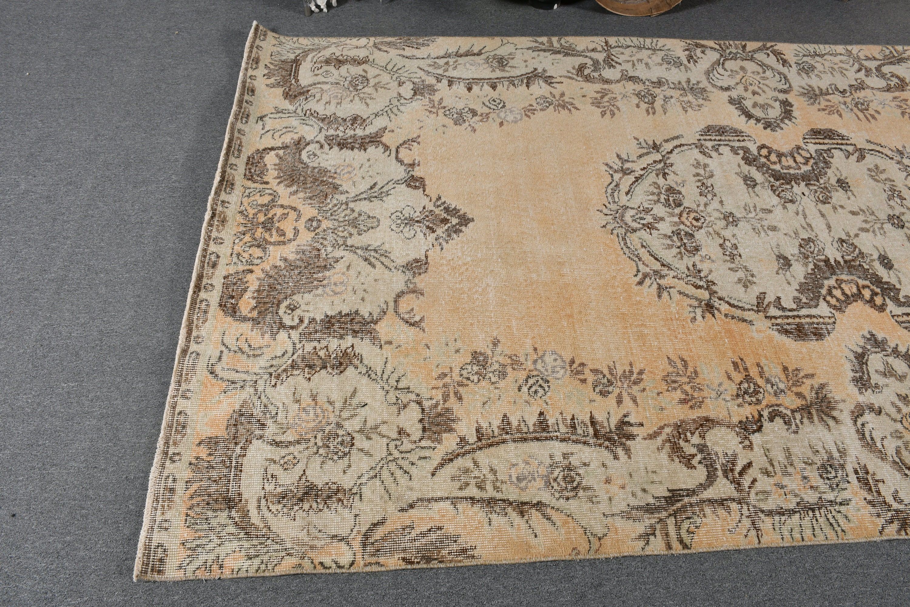 Yatak Odası Halıları, Türk Halısı, Ev Dekorasyonu Halısı, Turuncu Yün Halılar, Vintage Halı, Yün Halı, Oturma Odası Halıları, 5.2x9.4 ft Büyük Halı, Salon Halıları